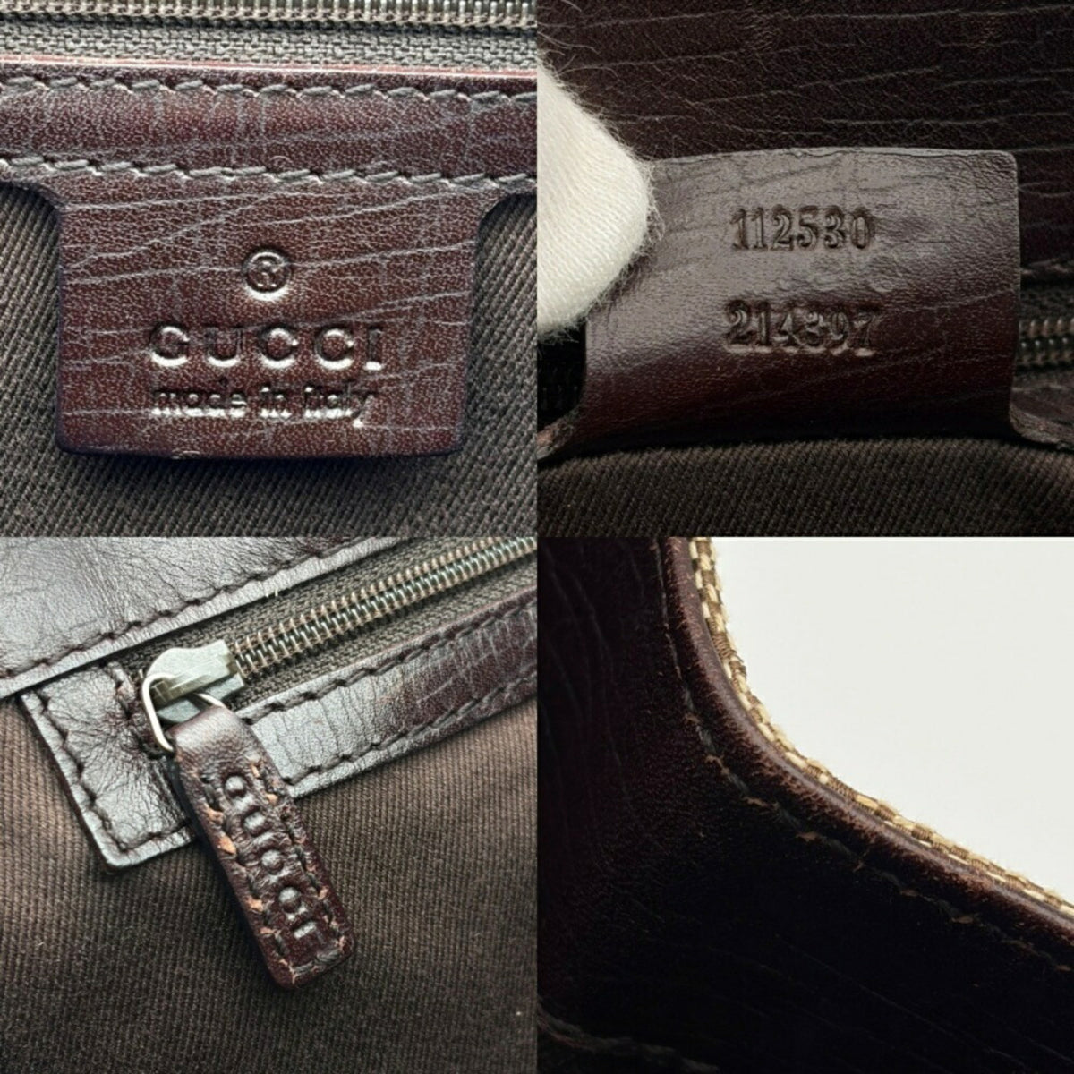 Gucci Beige Brown Bamboo Canvas Leather Tote Bag (Pre-Owned)