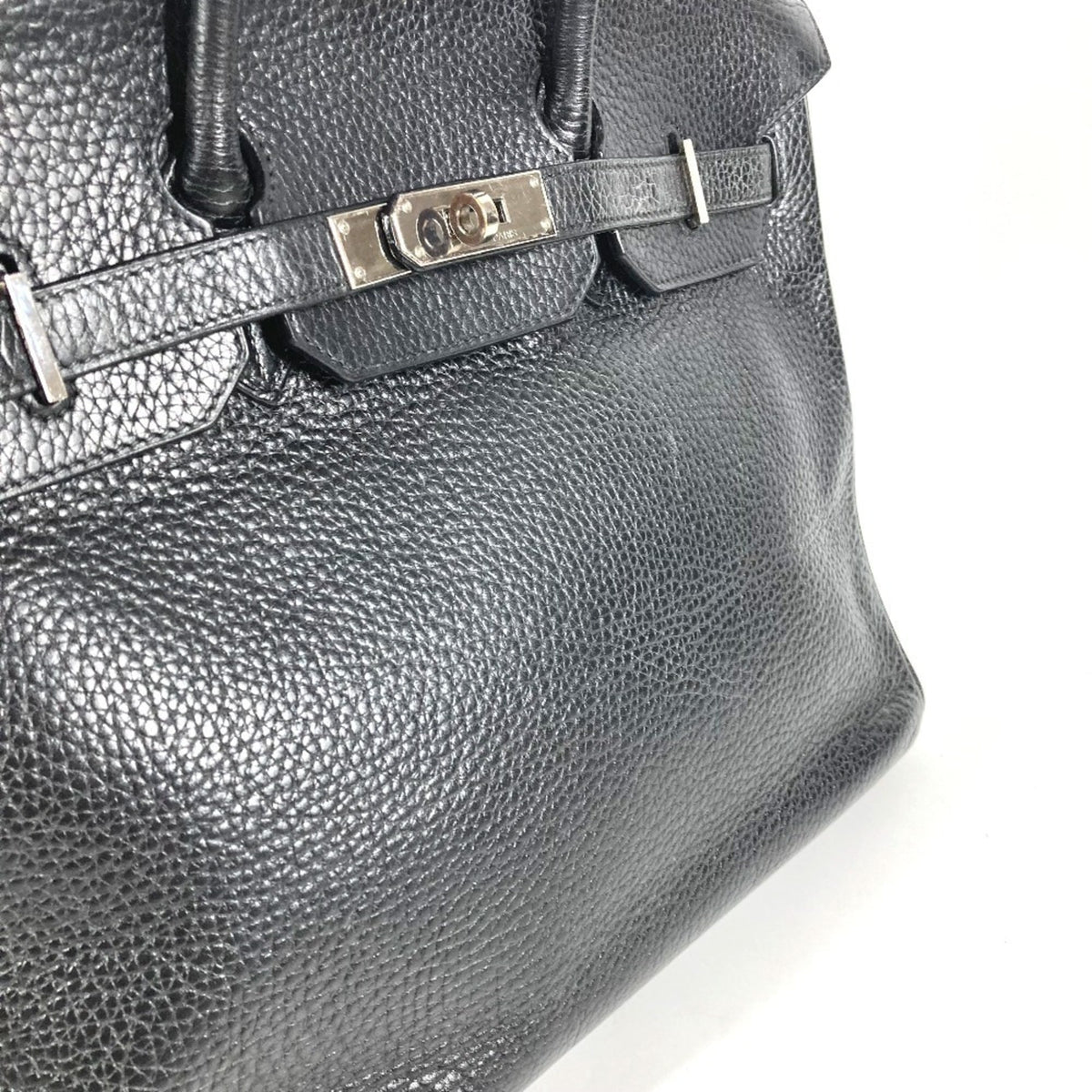 Hermes Black Leather Handbag Tote Bag (Pre-Owned)