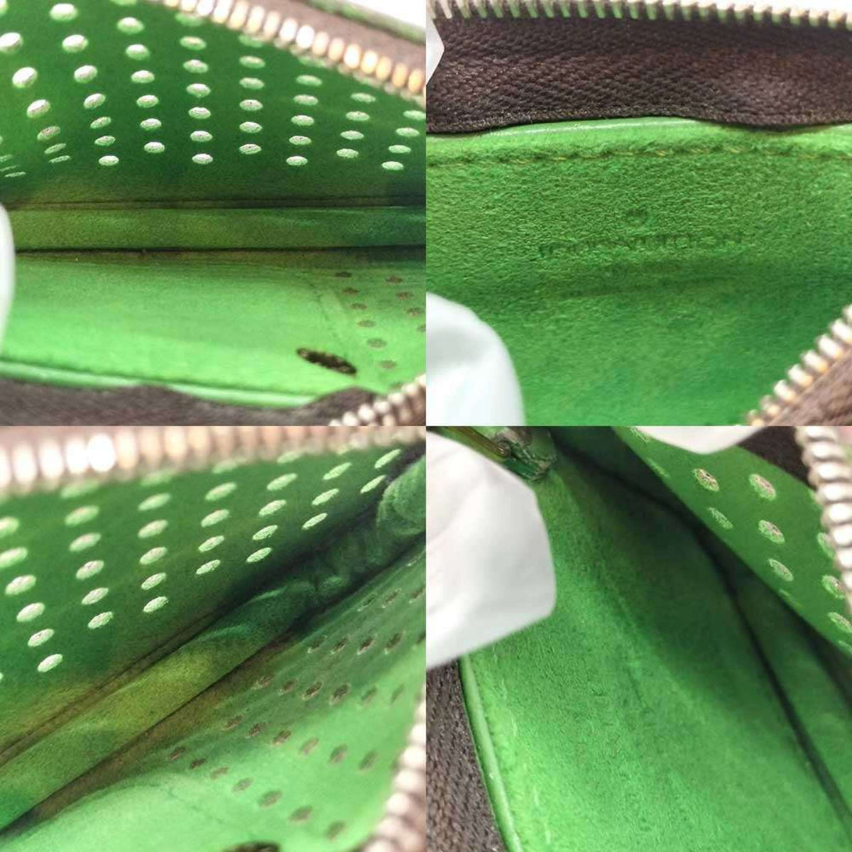 Louis Vuitton Brown Green Vert Monogram Perforated Coin Purse/Coin Case (Pre-Owned)