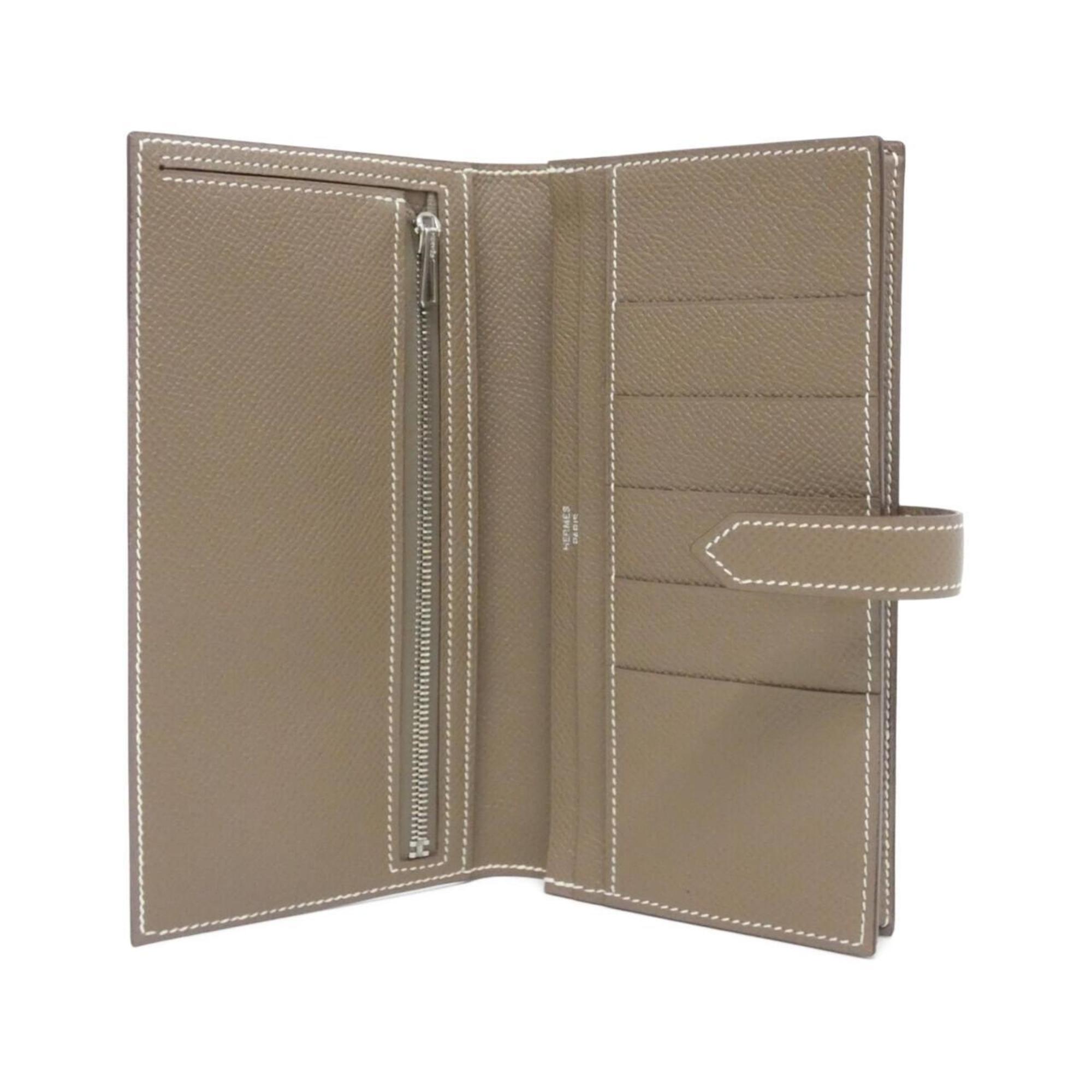 Hermes Bearn Etoupe Gray Epsom Leather Long Wallet (Bi-Fold) (Pre-Owned)
