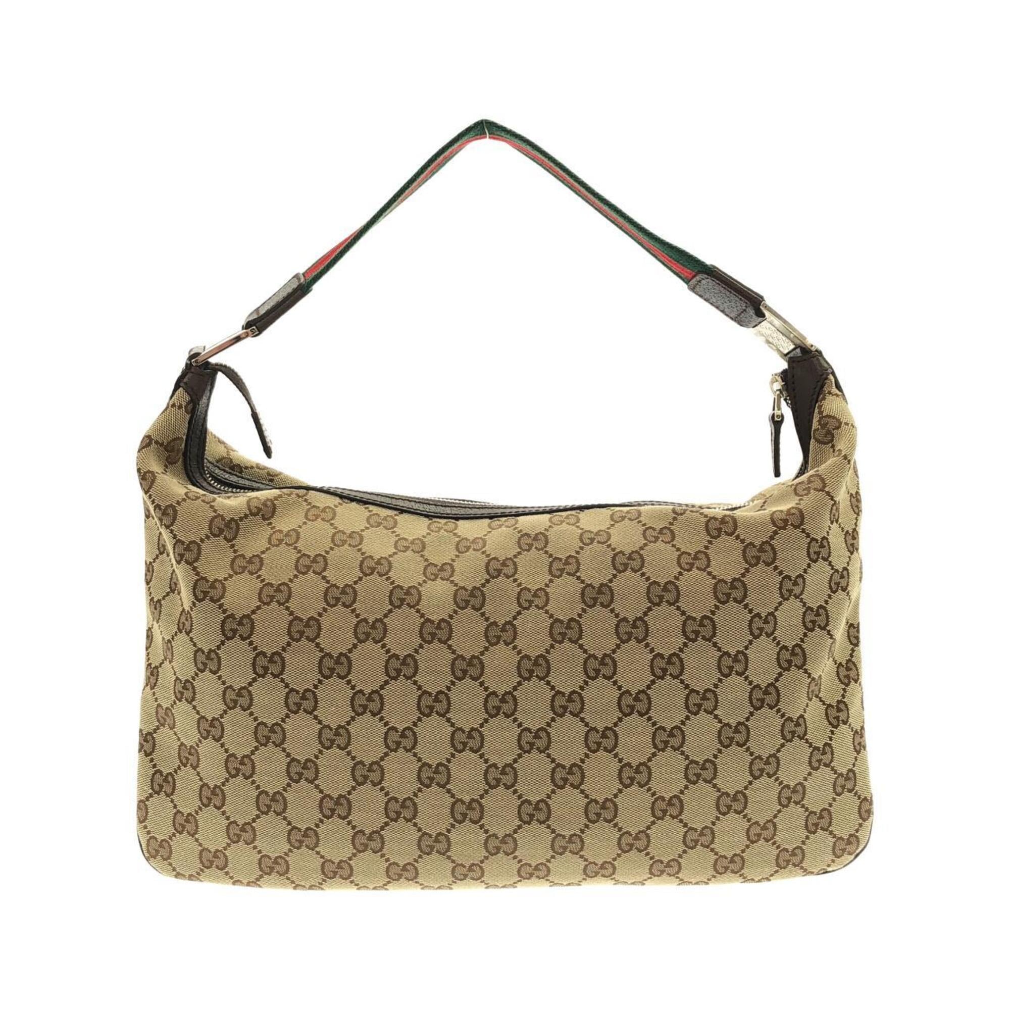 Gucci Beige Brown Gg Canvas Shoulder Bag (Pre-Owned)
