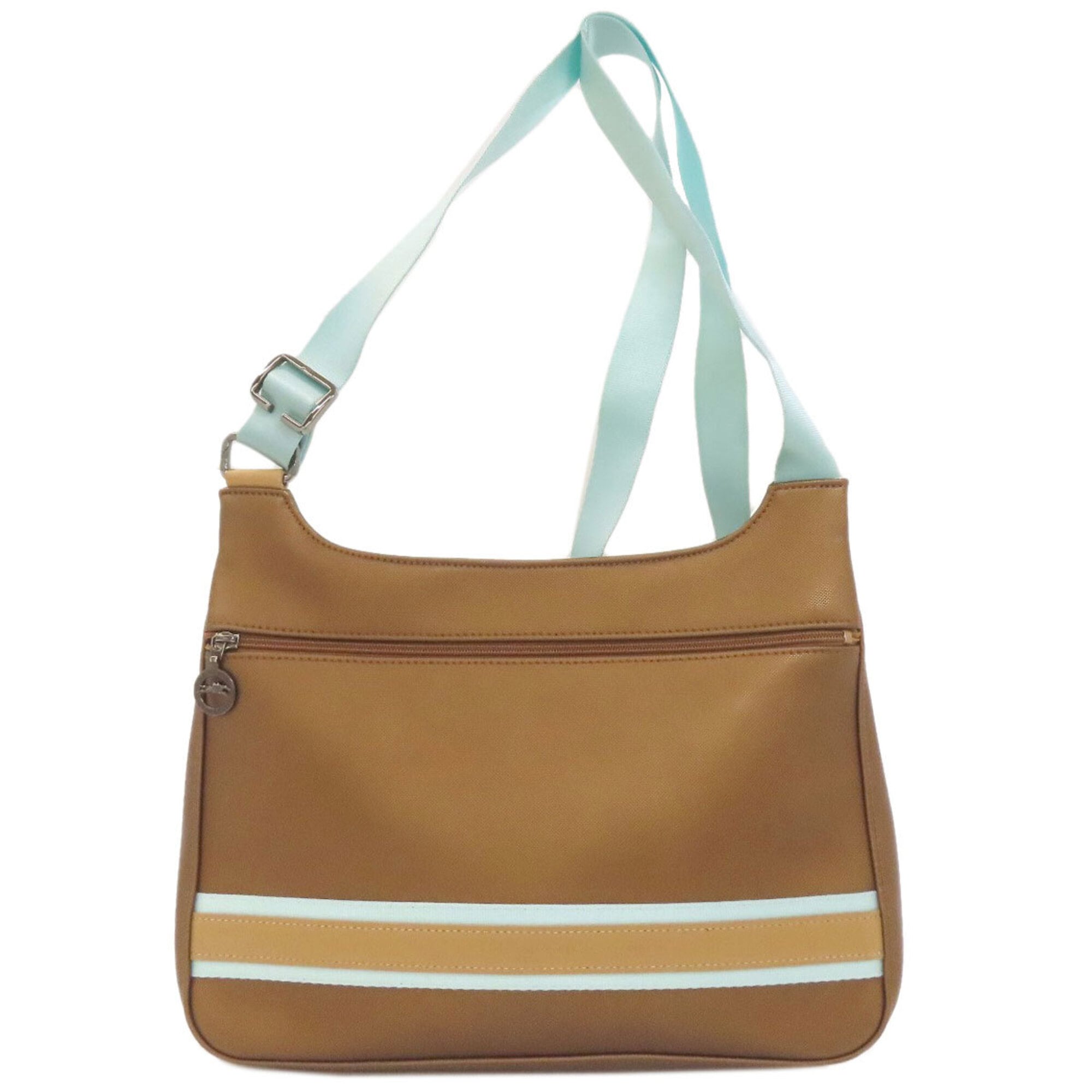 Longchamp Brown Light Blue Leather Shoulder Bag (Pre-Owned)