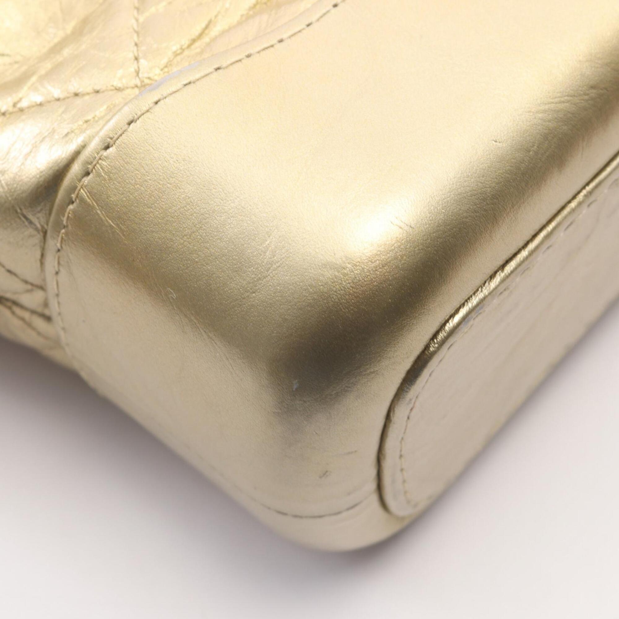 Chanel Gold Leather Handbag Shoulder Bag (Pre-Owned)