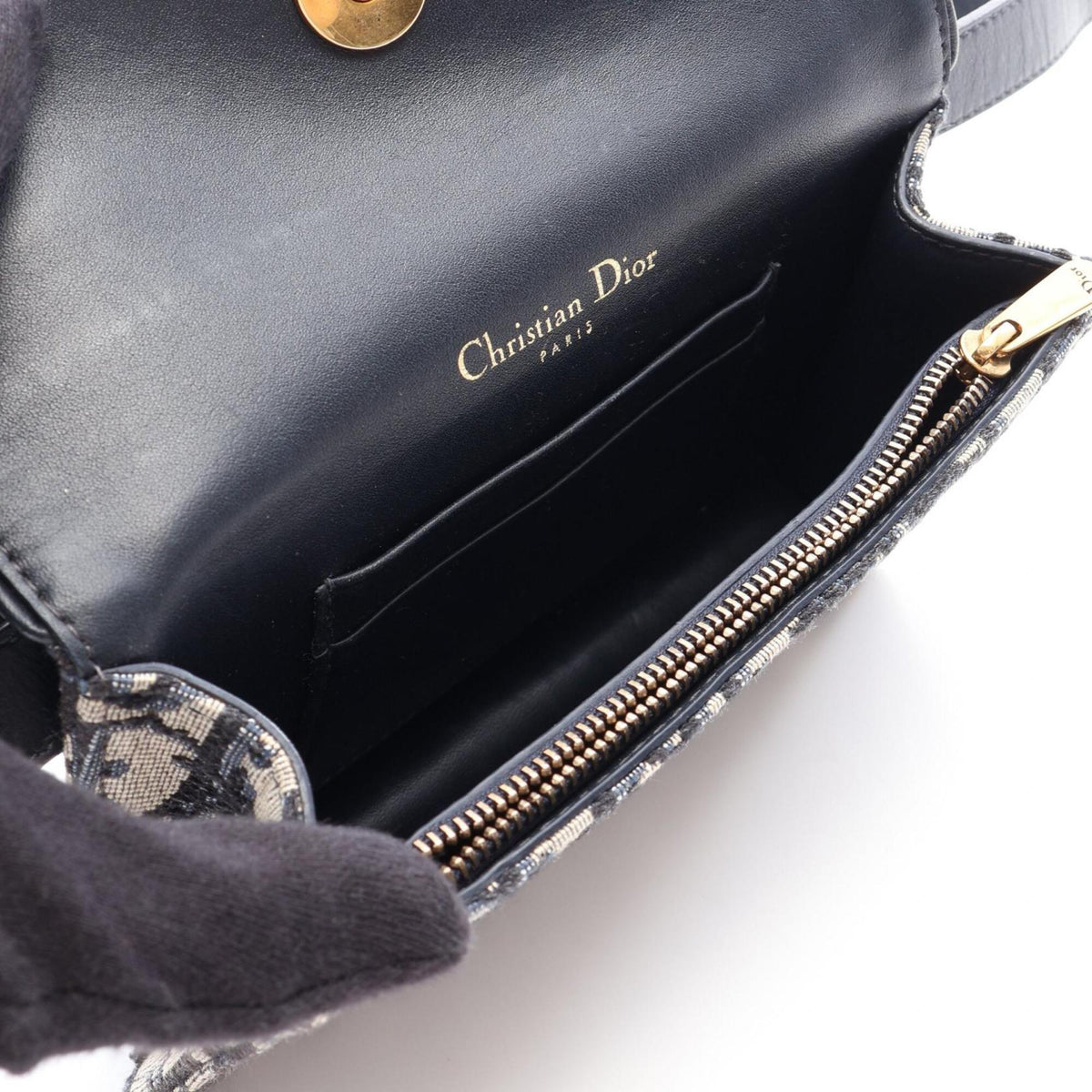 Christian Dior Beige Navy Canvas Leather Fanny Pack Handbag Saddle Bag (Pre-Owned)