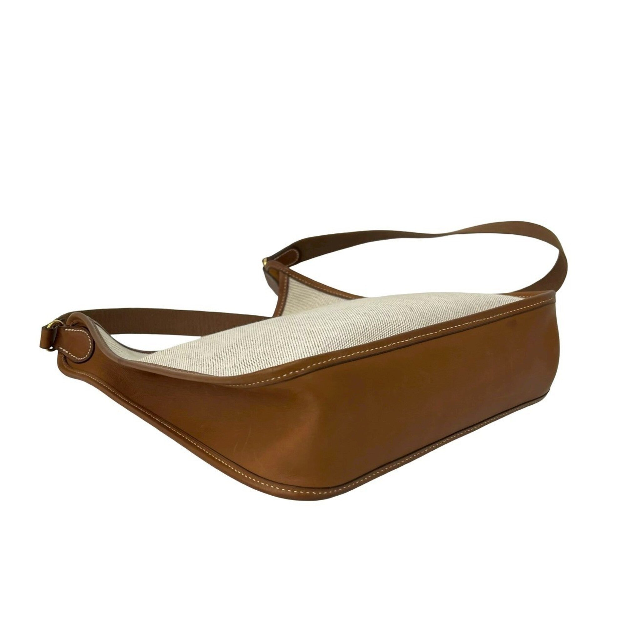 Hermes Beige Brown Toile H Buffalo Leather Shoulder Bag (Pre-Owned)