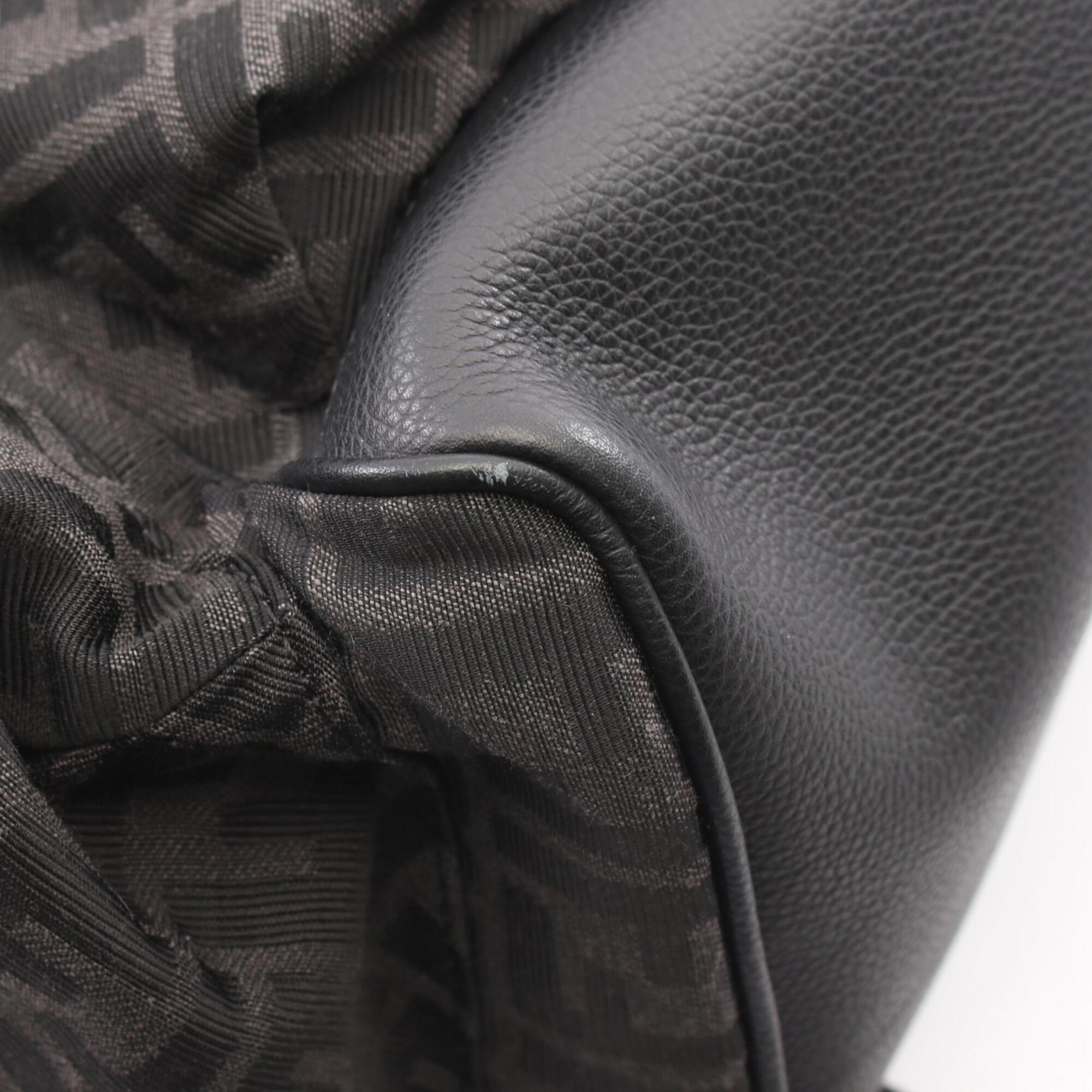 Fendi Black Gray Canvas Leather Backpack (Pre-Owned)