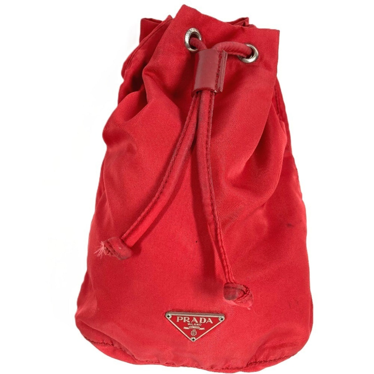 Prada Red Color Nylon Handbag Pouch (Pre-Owned)