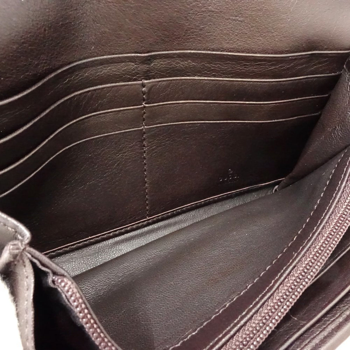 Gucci Dark Brown Leather Long Wallet (Bi-Fold) (Pre-Owned)