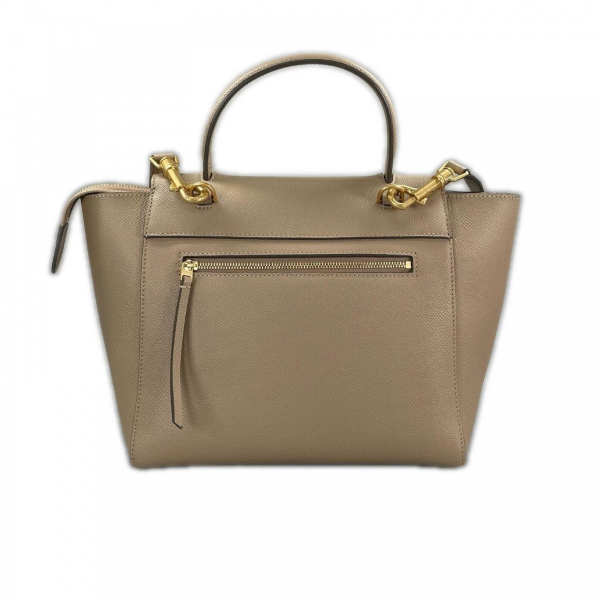 Celine Beige Beige Gold White Leather Handbag (Pre-Owned)