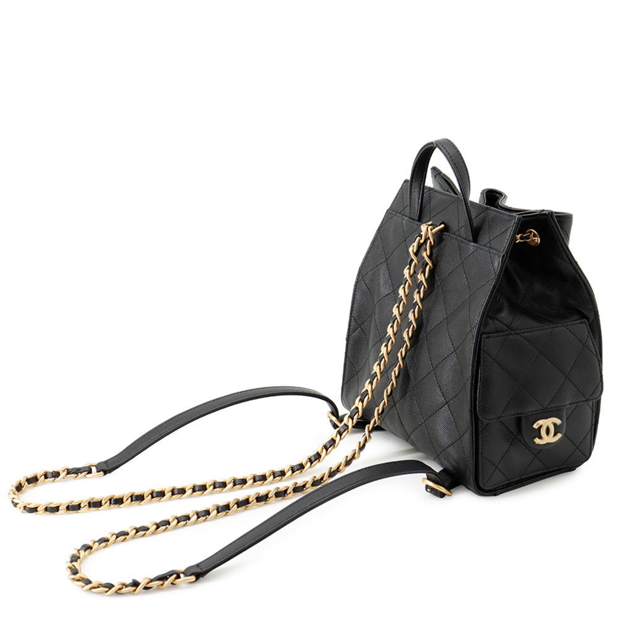 Chanel Matelasse Black Grained Calfskin Backpack (Pre-Owned)