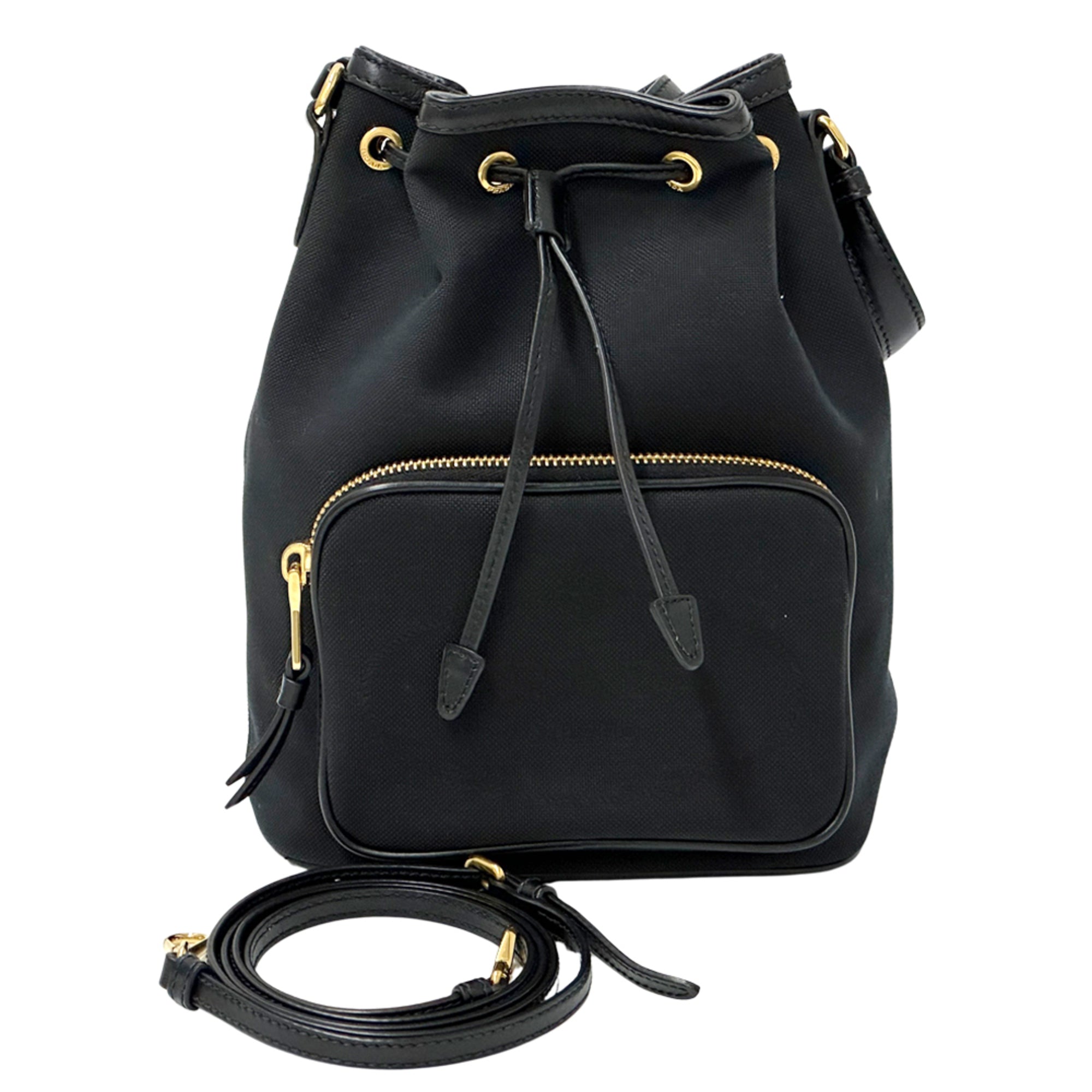 Prada Black Canvas Handbag Shoulder Bag (Pre-Owned)