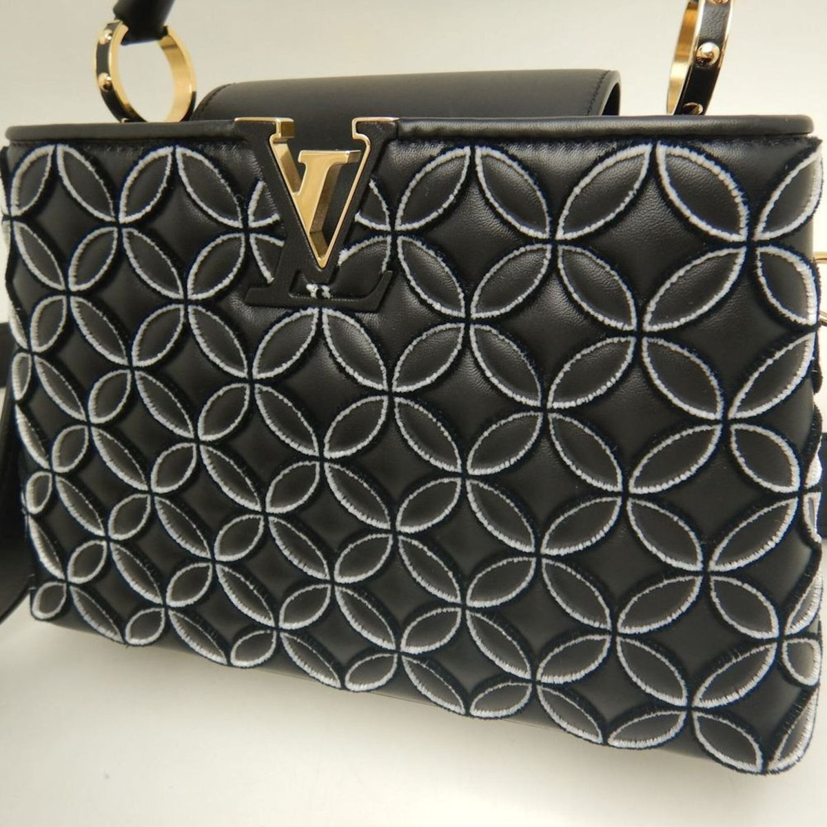 Louis Vuitton Noir Leather Handbag (Pre-Owned)
