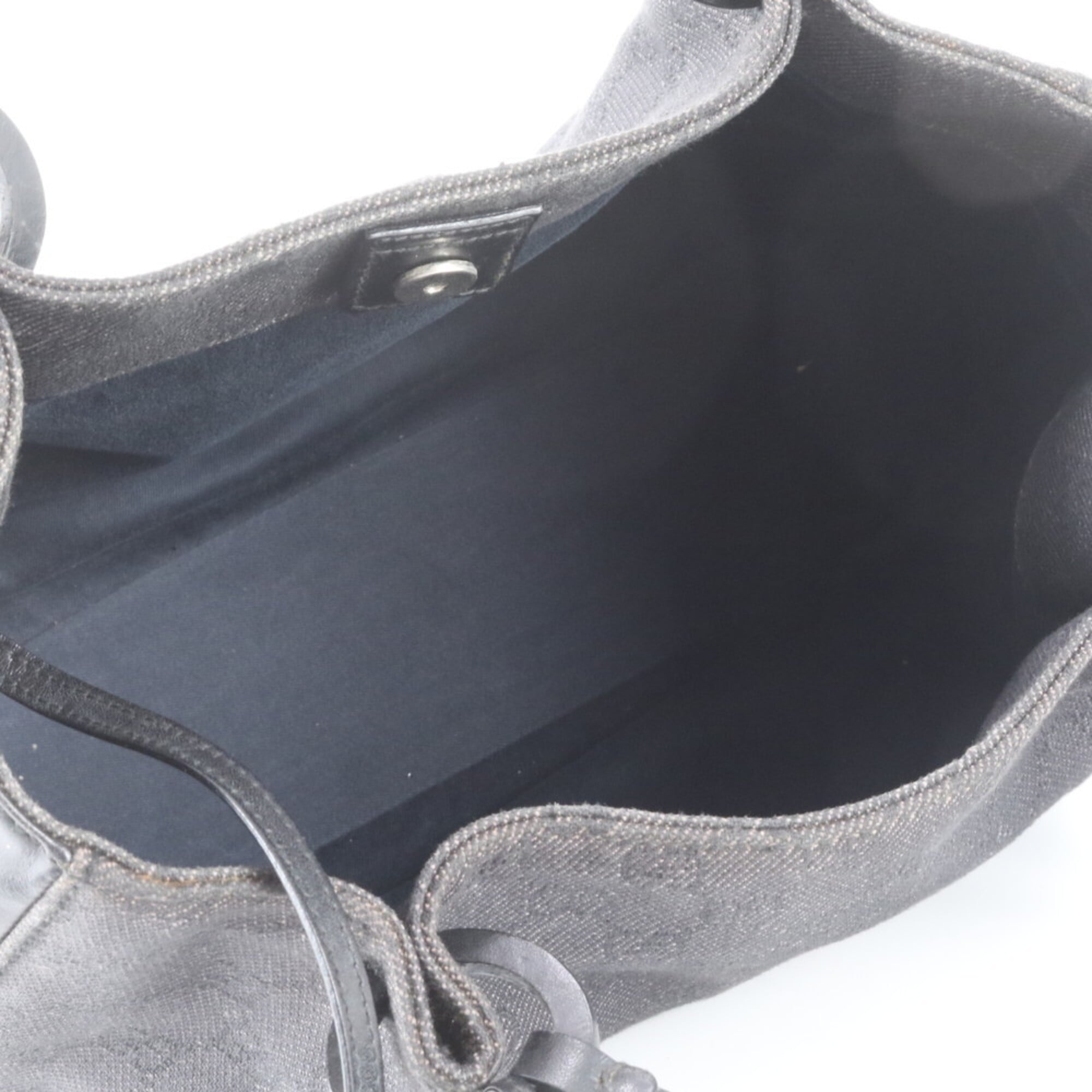 Gucci Black Leather Canvas Handbag Pouch (Pre-Owned)
