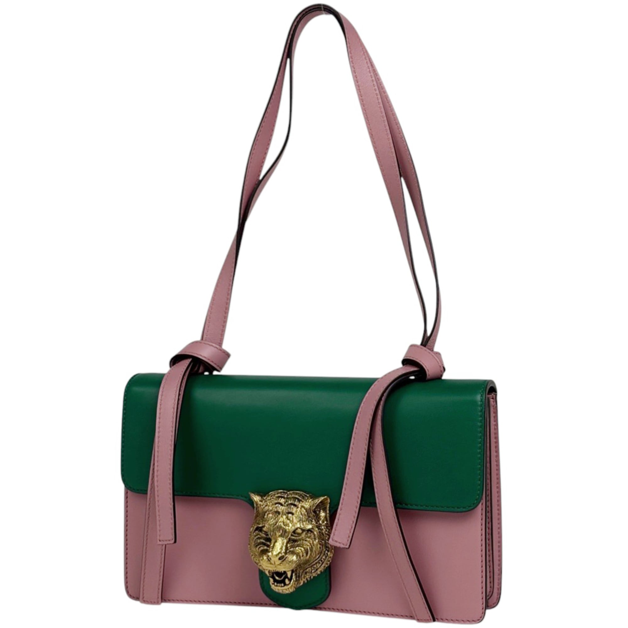 Gucci Animalier Green Pink Leather Shoulder Bag (Pre-Owned)