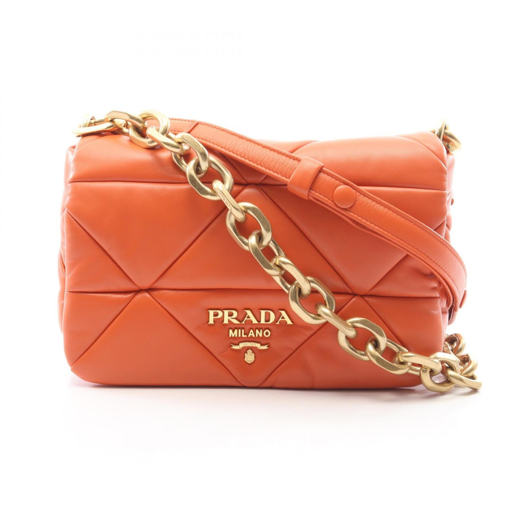 Prada Orange Leather Handbag Shoulder Bag (Pre-Owned)