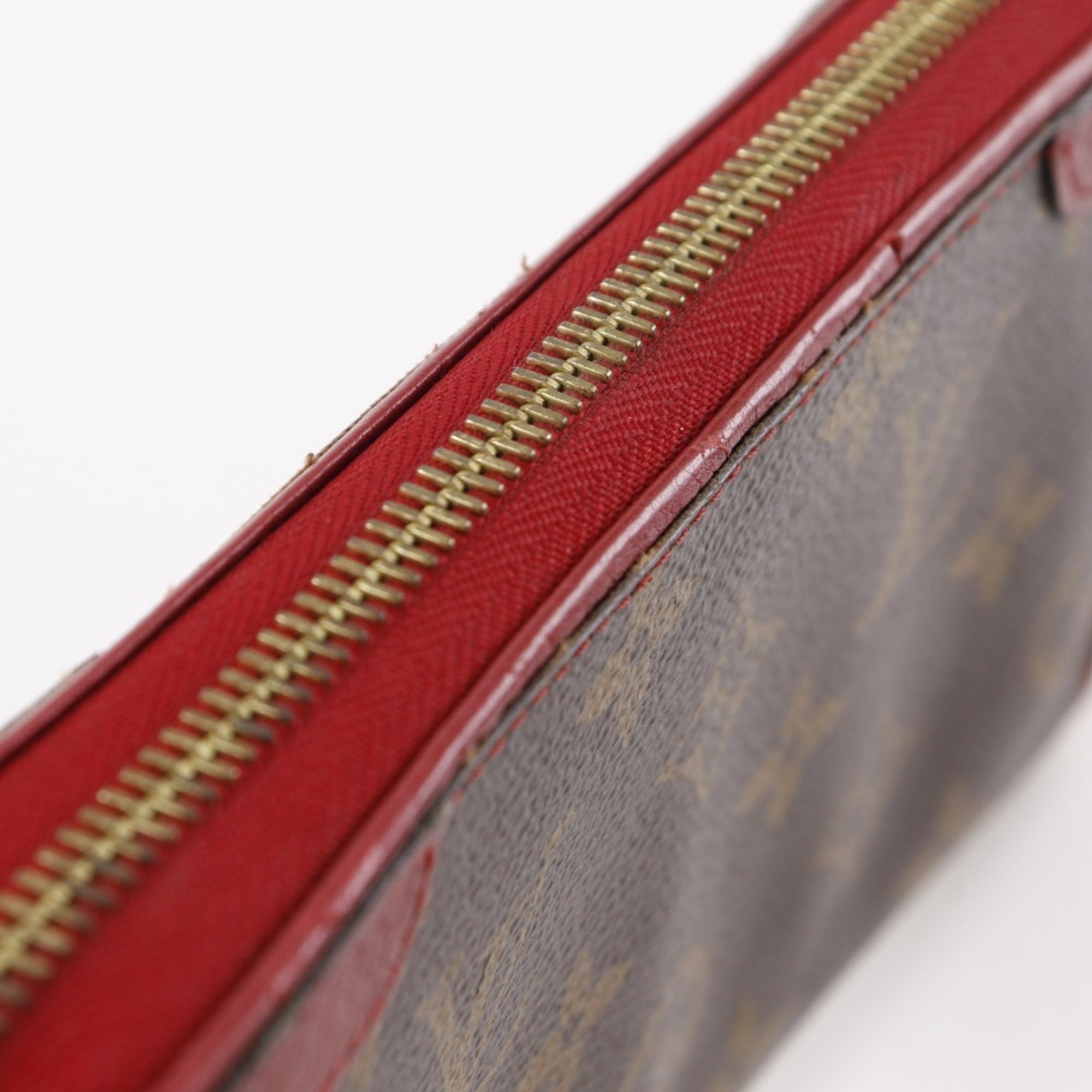 Louis Vuitton Monogram Brown Cerise Red Color Monogram Long Wallet (Bi-Fold) (Pre-Owned)