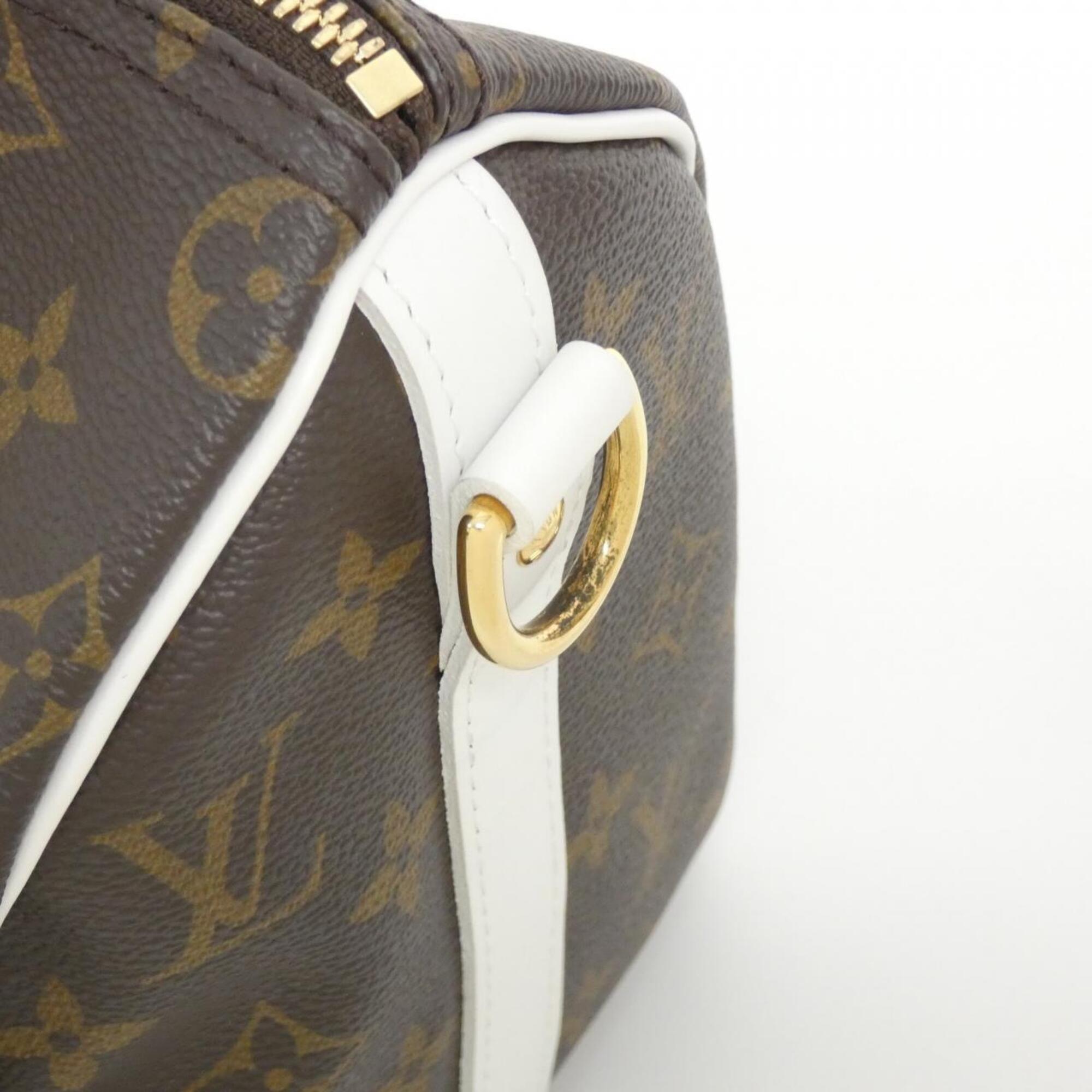 Louis Vuitton Blanc Marron Coated Canvas Leather Boston Bag Pouch (Pre-Owned)