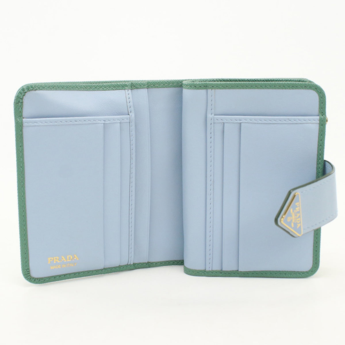 Prada Green Leather Wallet (Bi-Fold) (Pre-Owned)