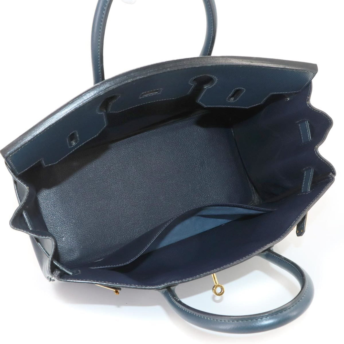 Hermes Haute A Courroies Blue Indigo Courchevel Leather Handbag (Pre-Owned)