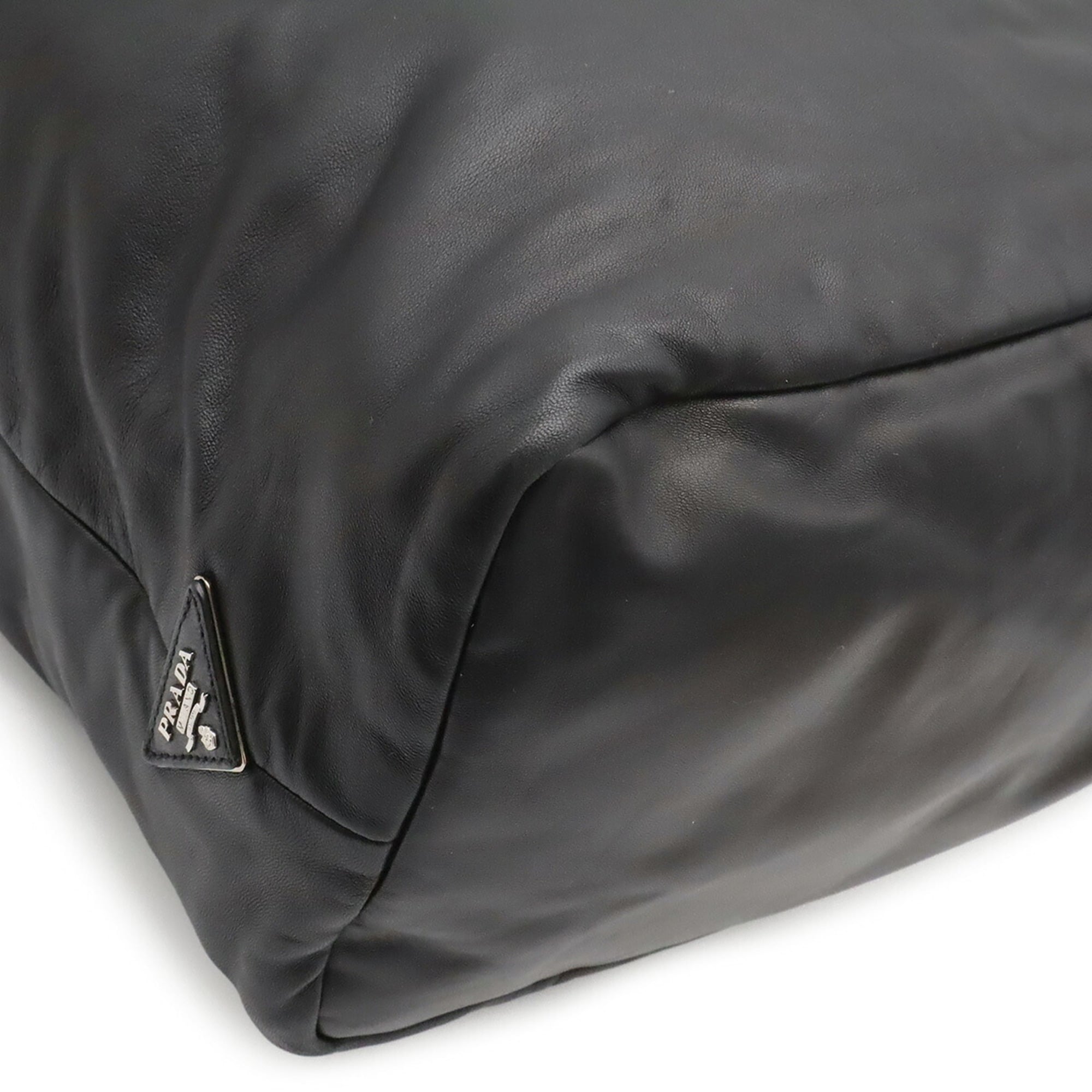 Prada Black Nero Nylon Leather Shoulder Bag Tote Bag (Pre-Owned)