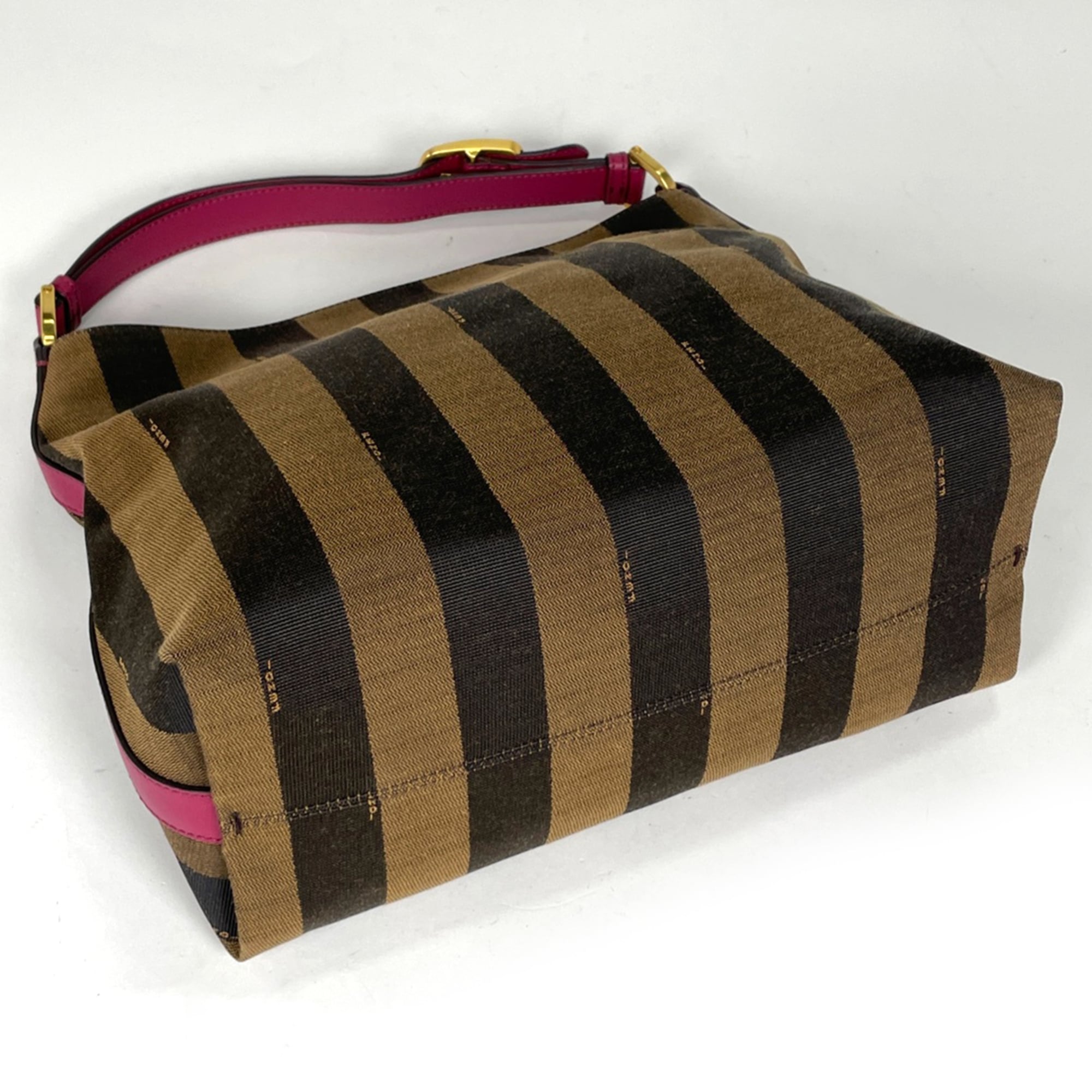 Fendi Black Brown Canvas Leather Shoulder Bag (Pre-Owned)
