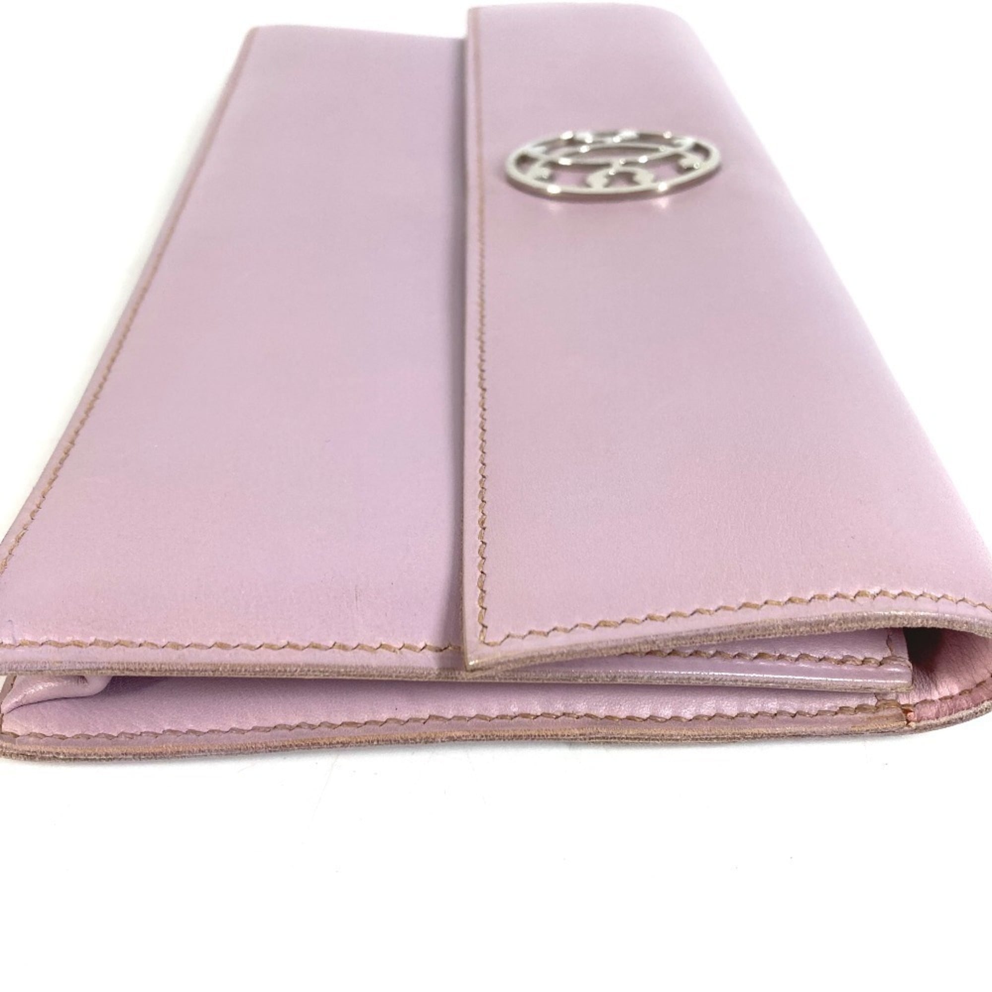 Hermes Pink Purple Leather Clutch Bag Handbag Pouch (Pre-Owned)