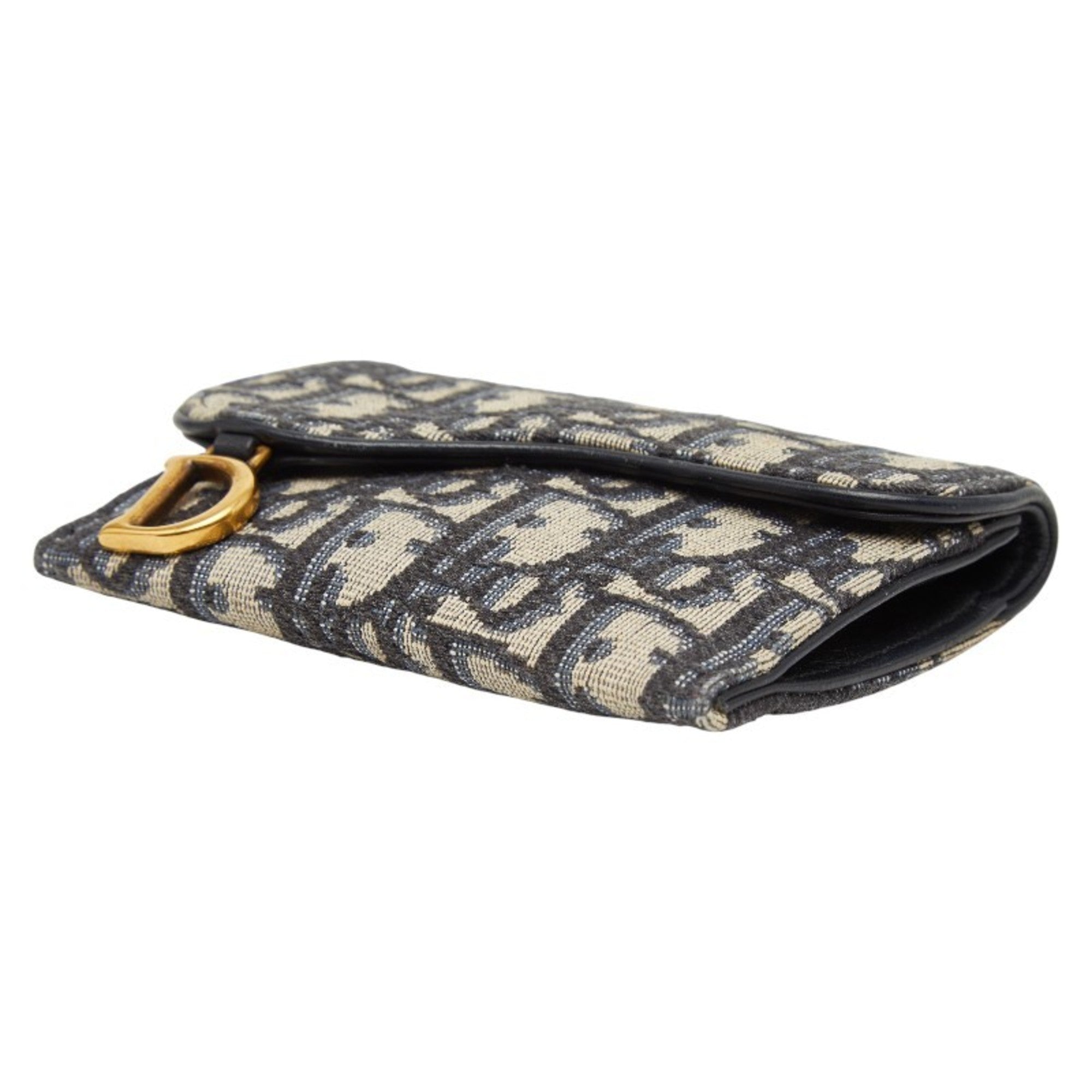 Christian Dior Navy Canvas Leather Coin Purse/Coin Case (Pre-Owned)