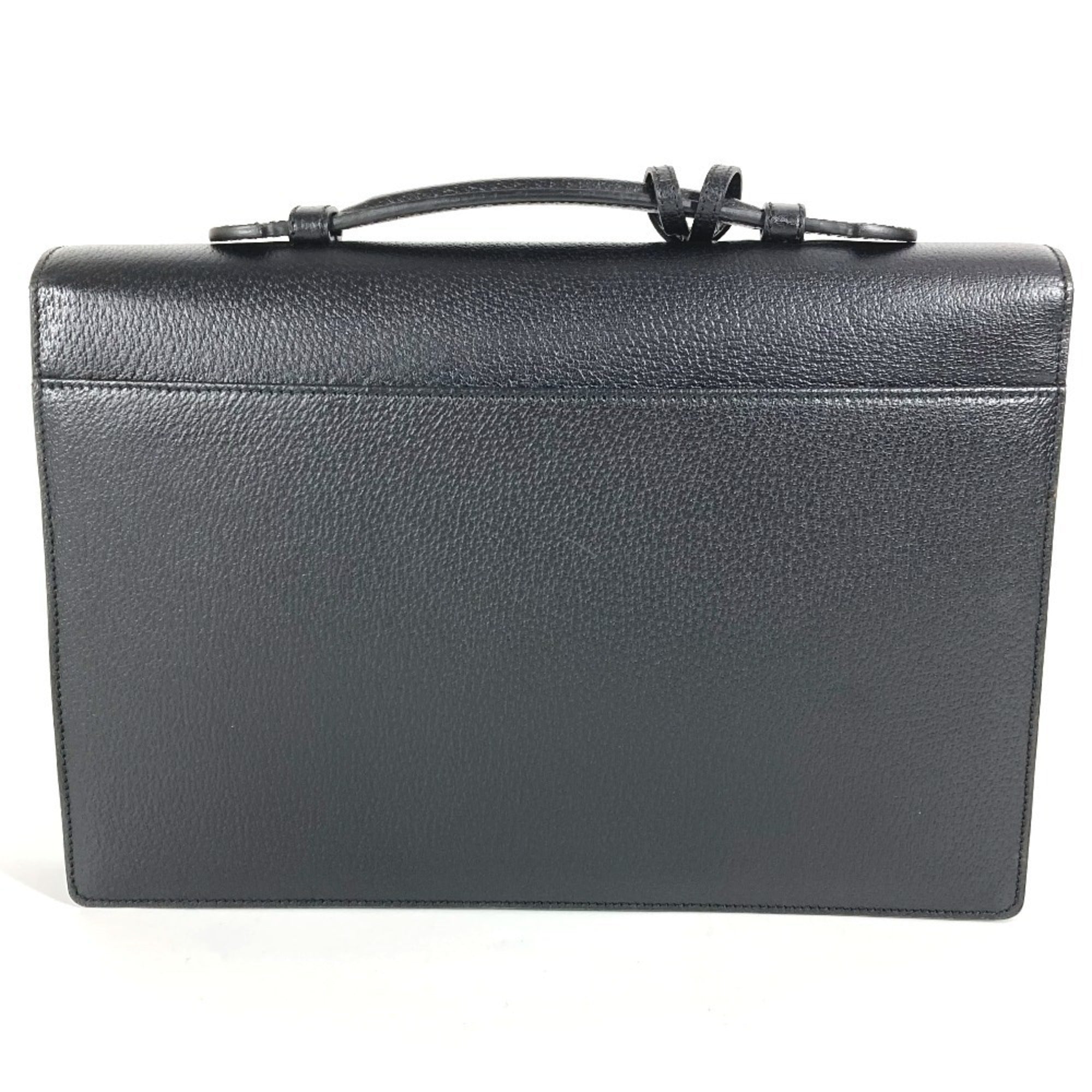 Gucci Black Leather Briefcase Handbag (Pre-Owned)