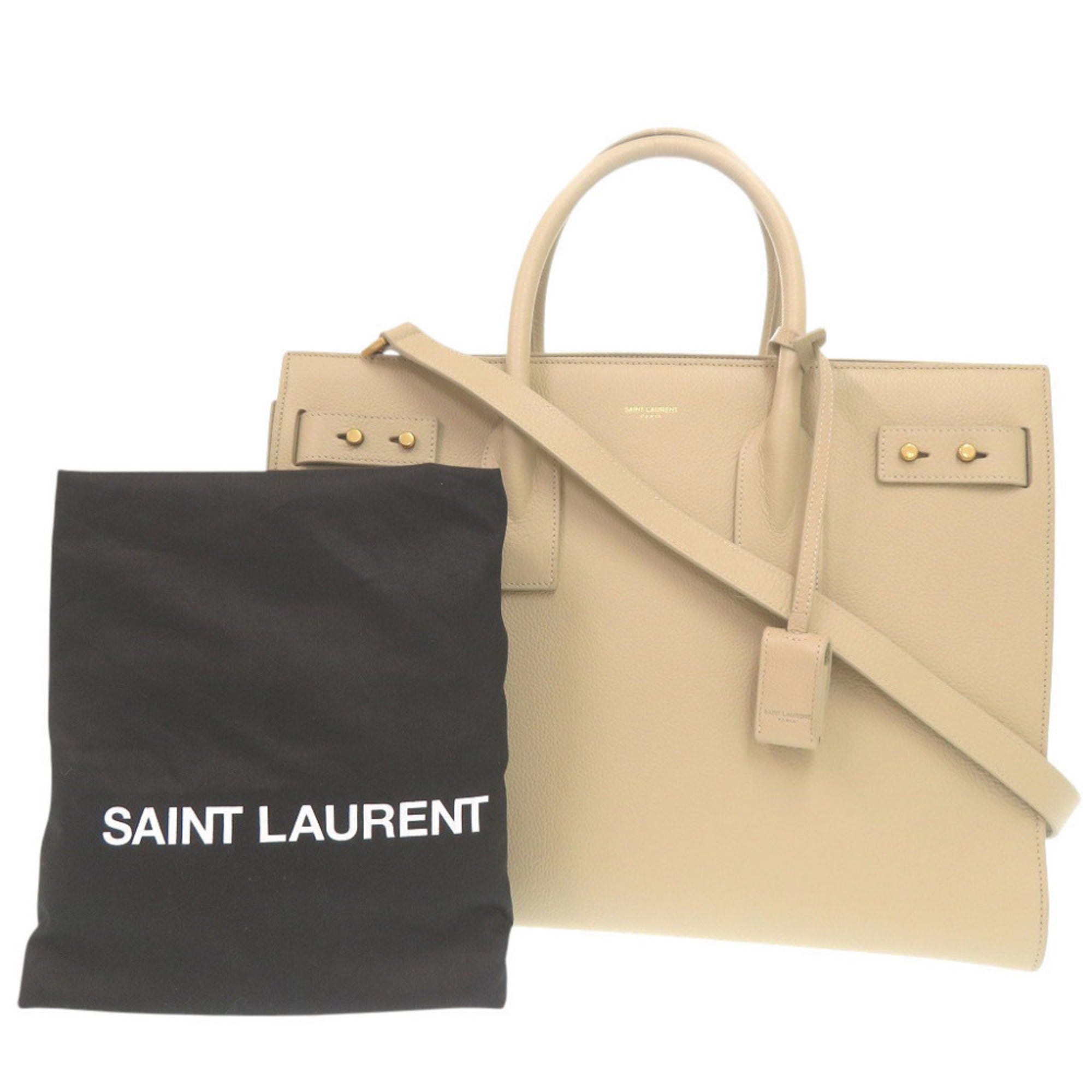 Yves Saint Laurent Beige Leather Handbag Shoulder Bag (Pre-Owned)