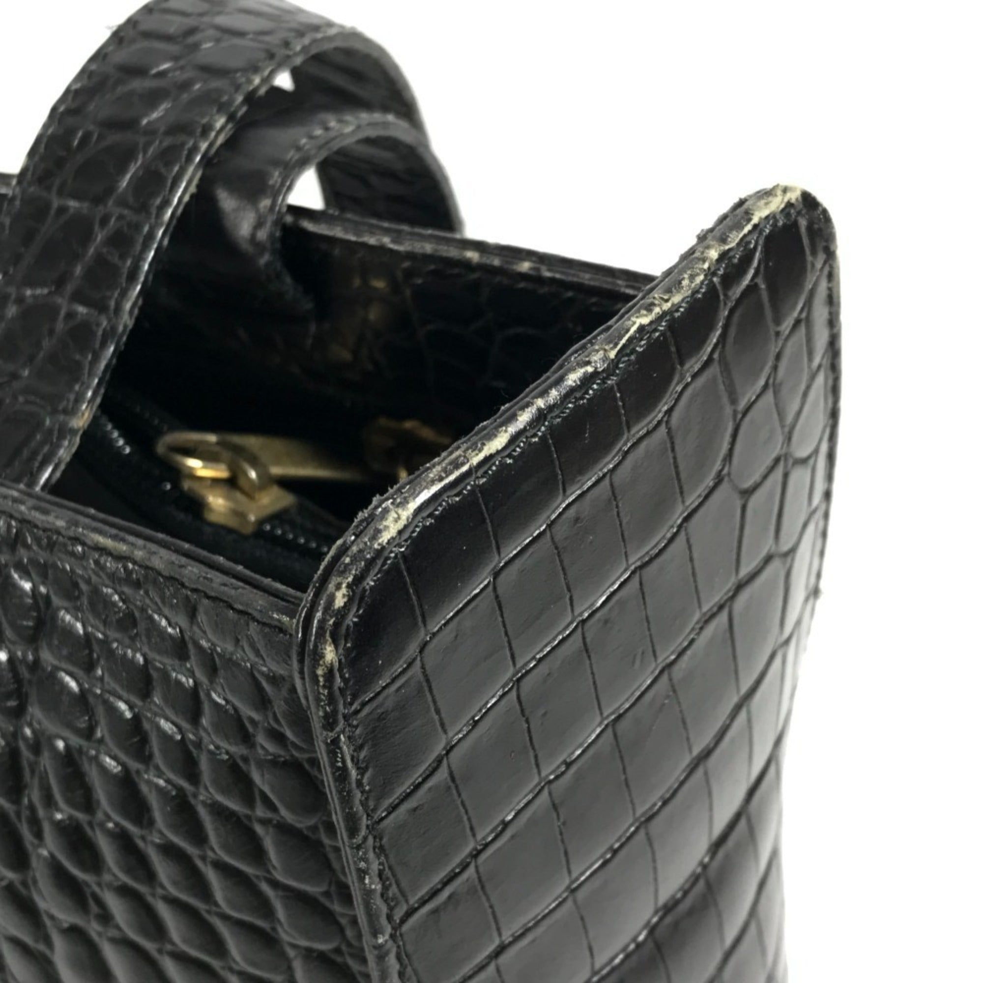 Salvatore Ferragamo Black Gold Leather Shoulder Bag Tote Bag (Pre-Owned)