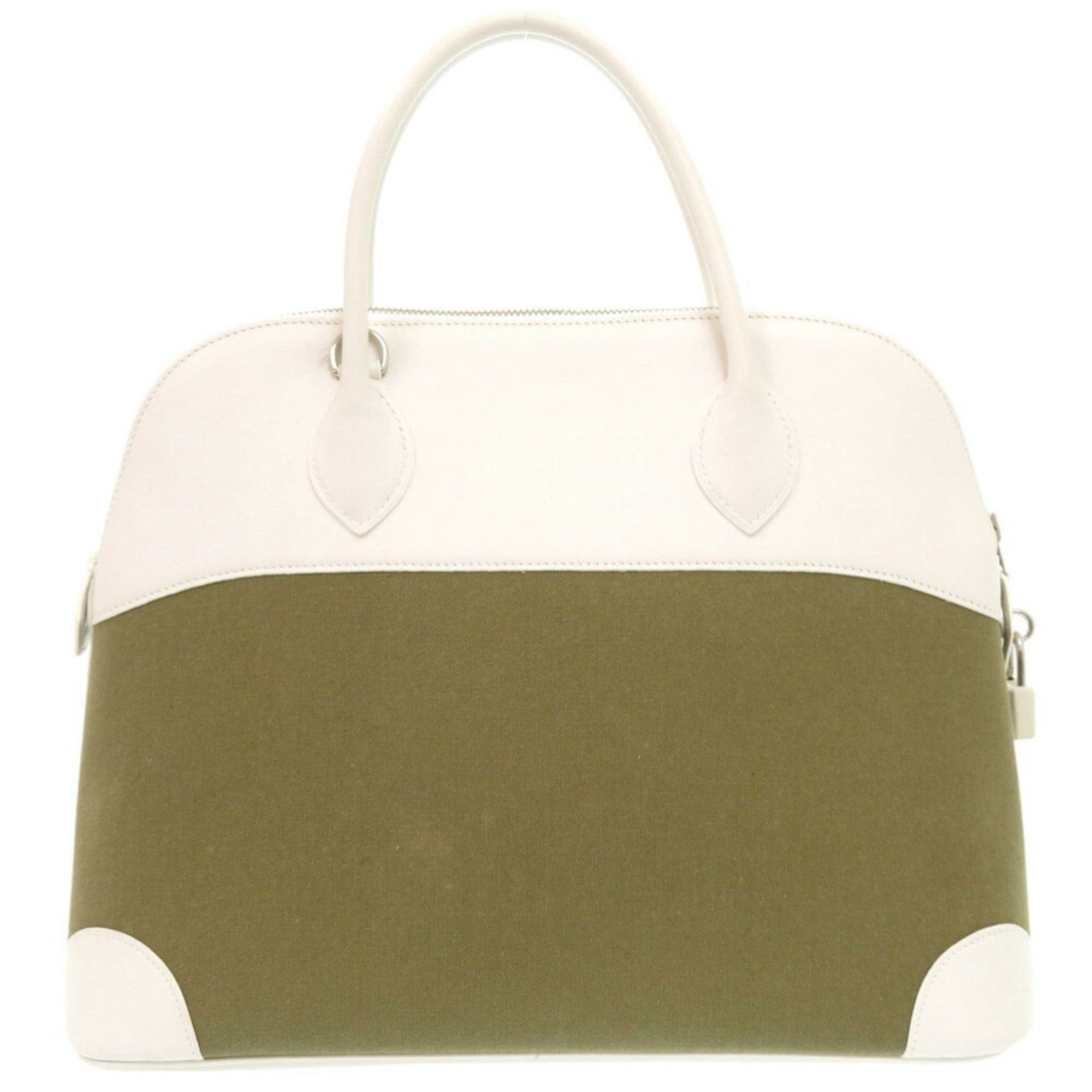 Hermes Khaki White Swift Leather Handbag (Pre-Owned)
