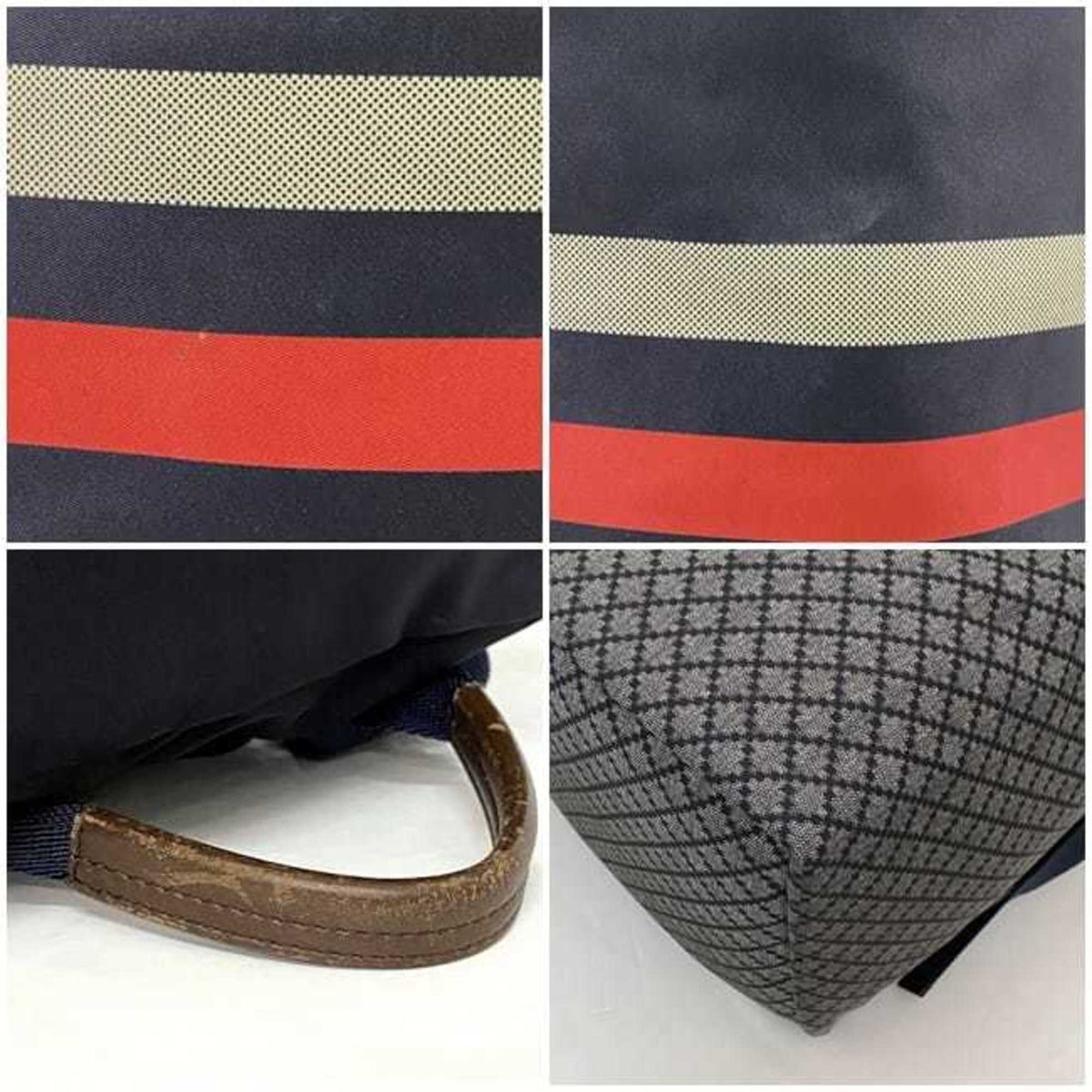 Gucci Diamante Gray Navy Nylon Leather Backpack (Pre-Owned)