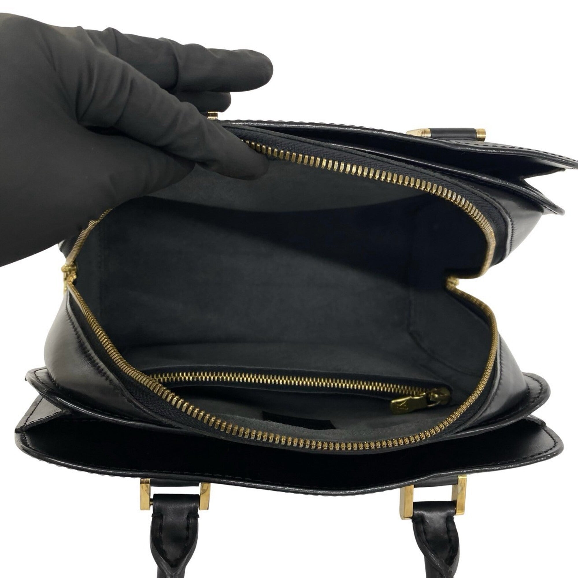 Louis Vuitton Black Leather Handbag Tote Bag (Pre-Owned)