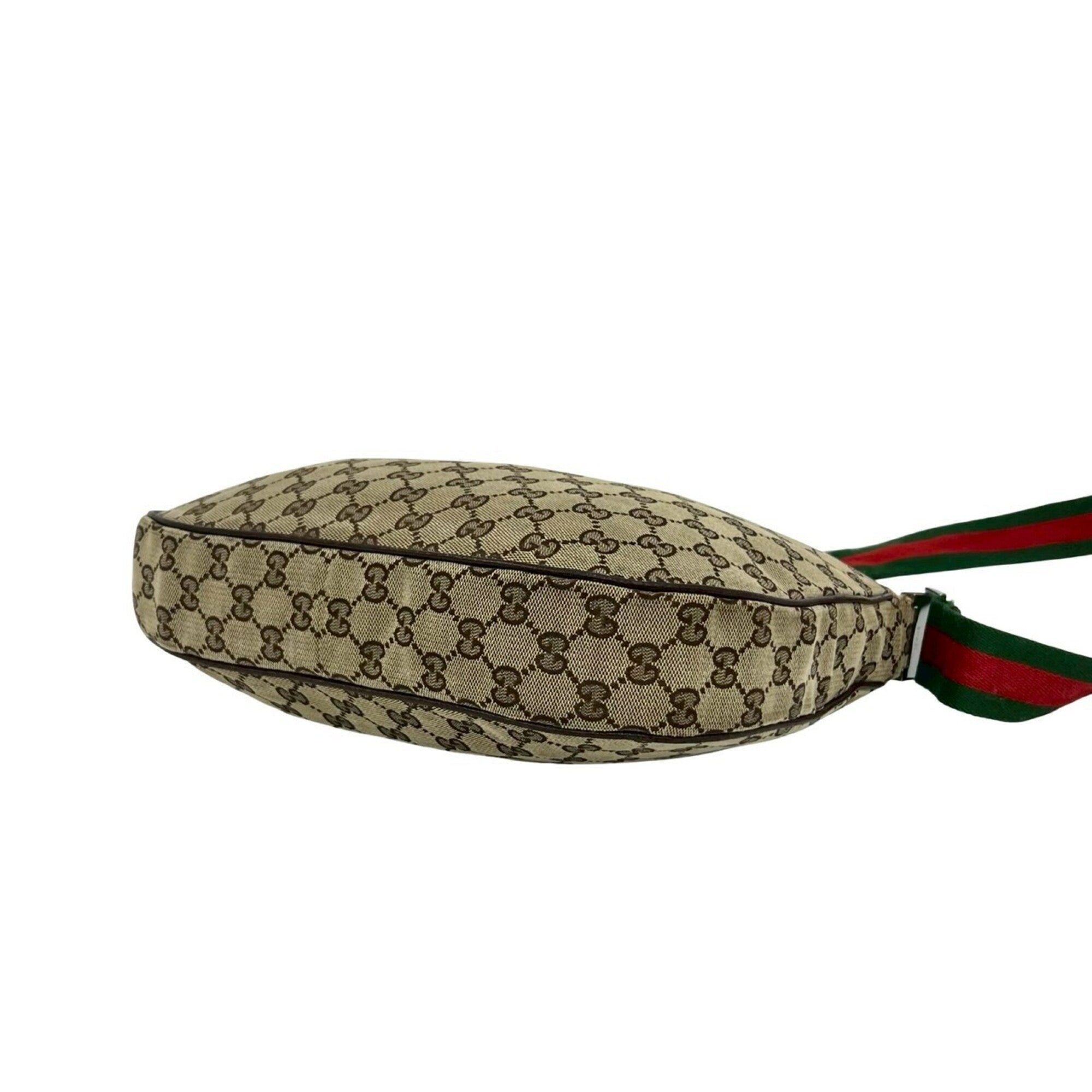 Gucci Brown Green Red Color Canvas Leather Pochette Shoulder Bag (Pre-Owned)
