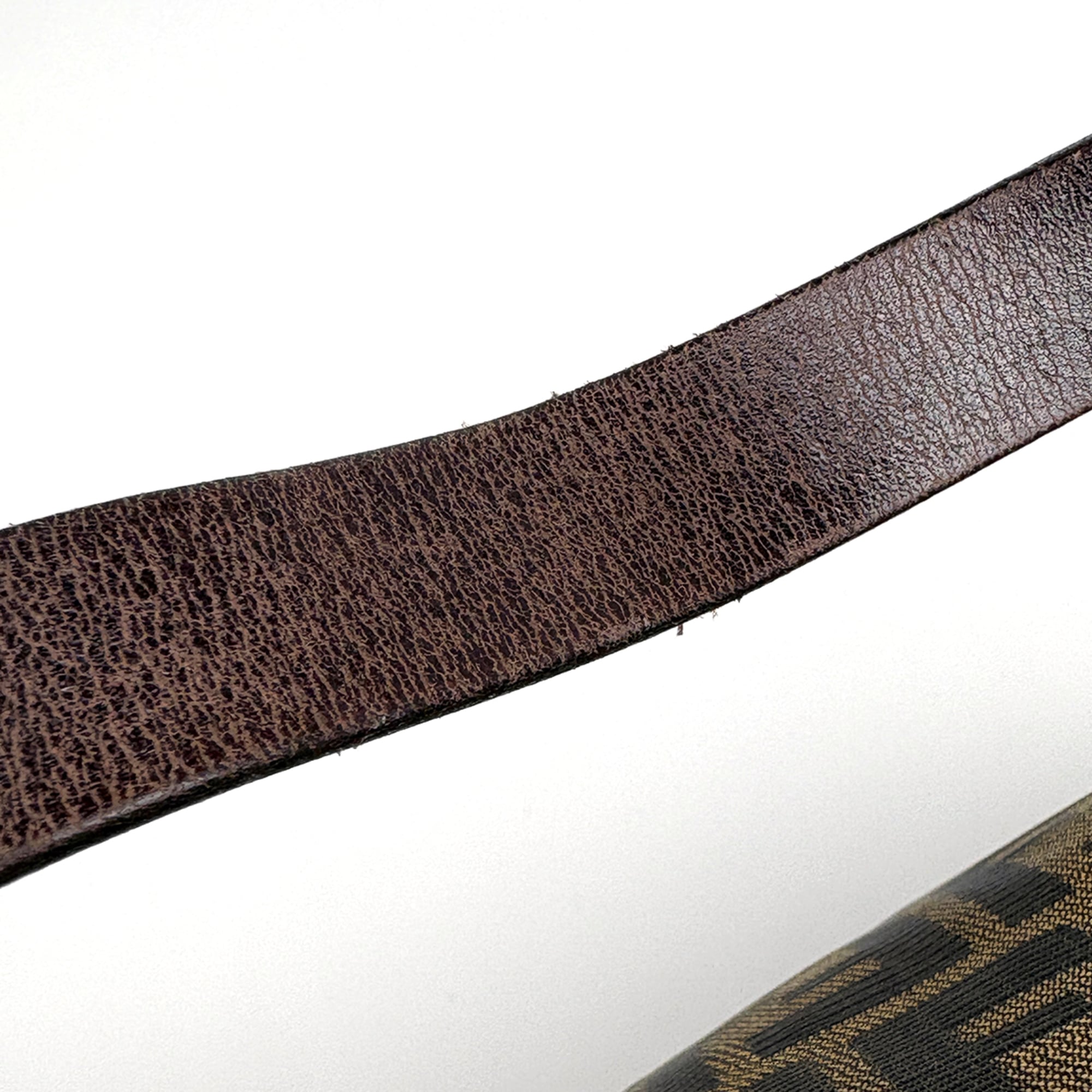 Fendi Zucca Brown Canvas Leather Shoulder Bag (Pre-Owned)