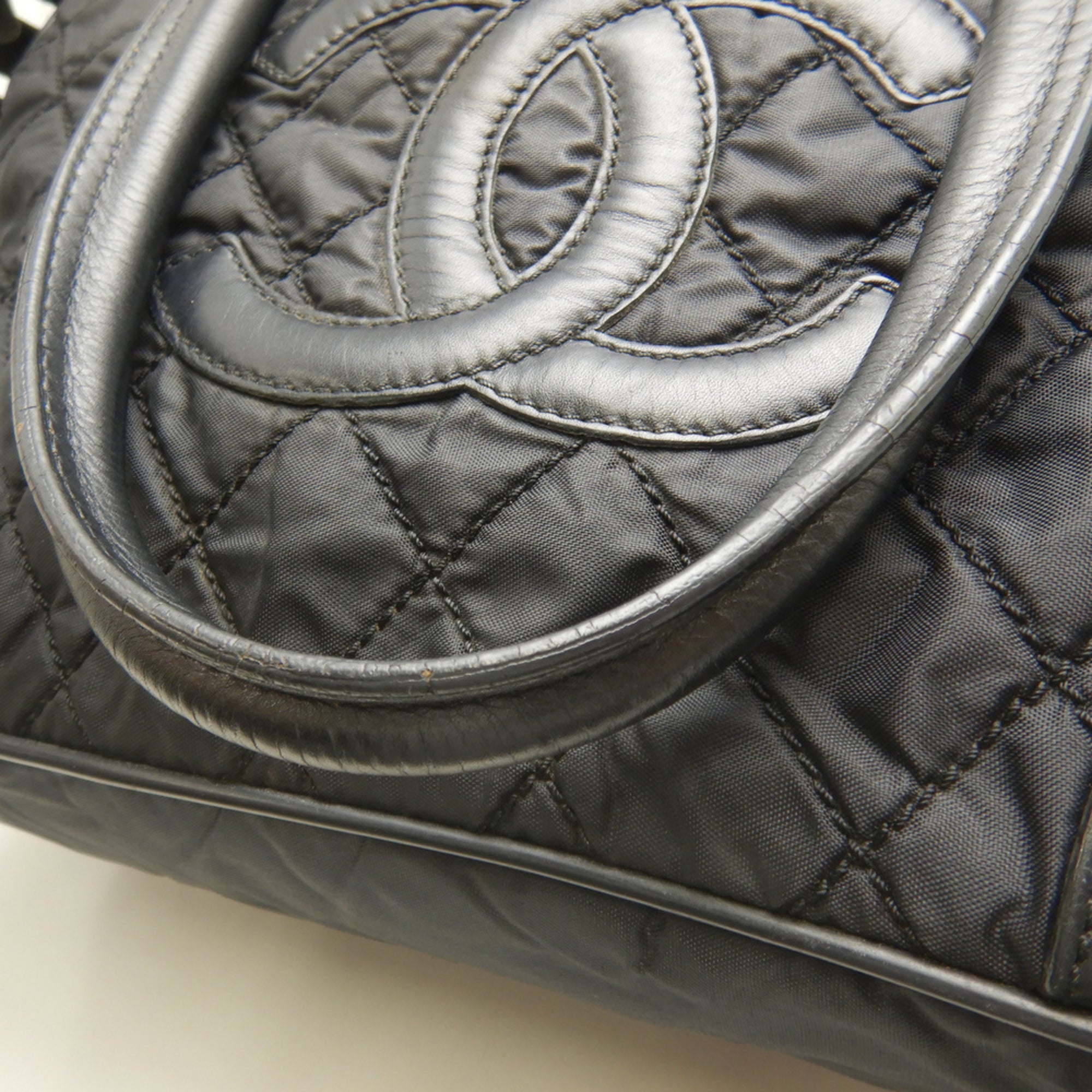 Chanel Black Nylon Leather Tote Bag (Pre-Owned)