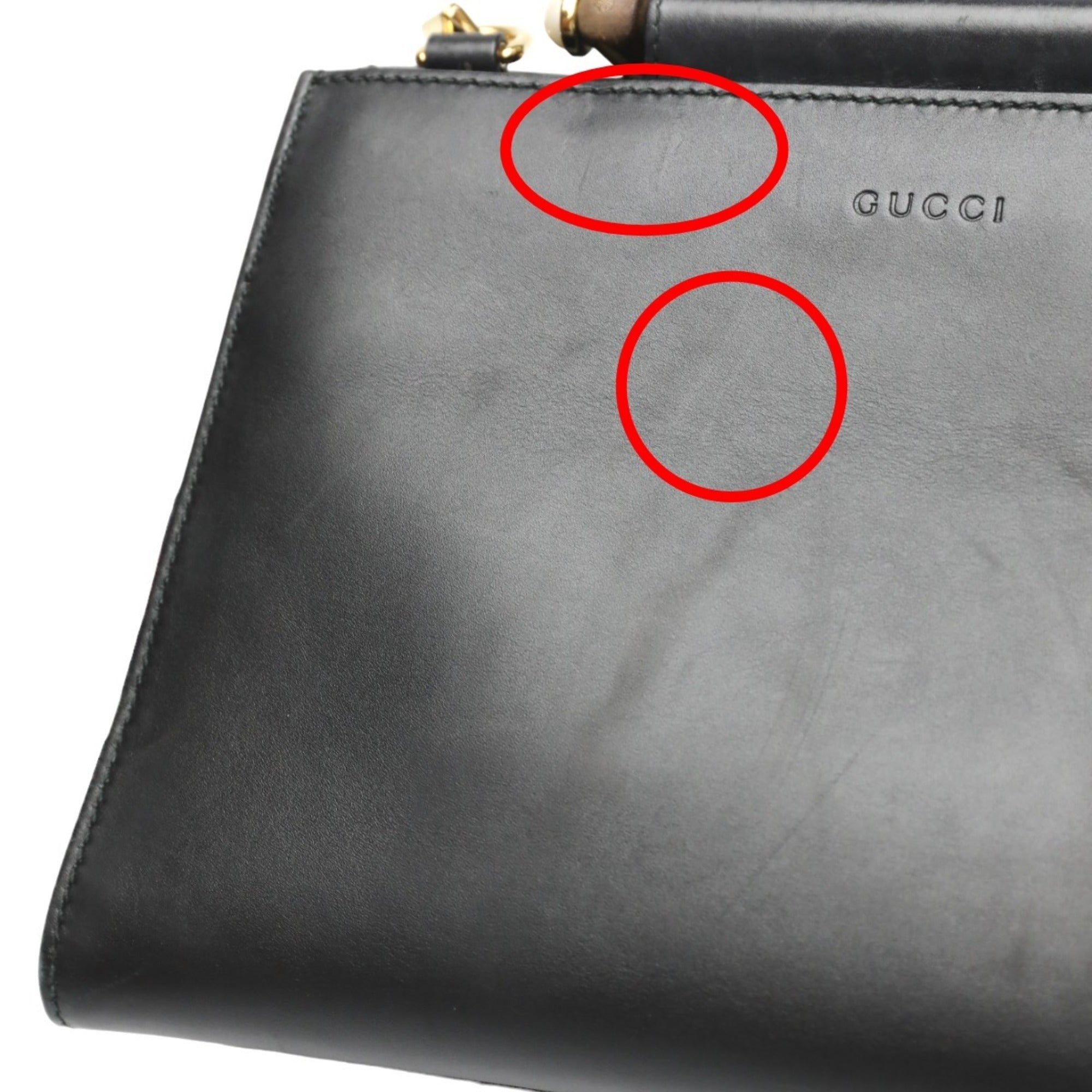 Gucci Bamboo Black Leather Handbag (Pre-Owned)