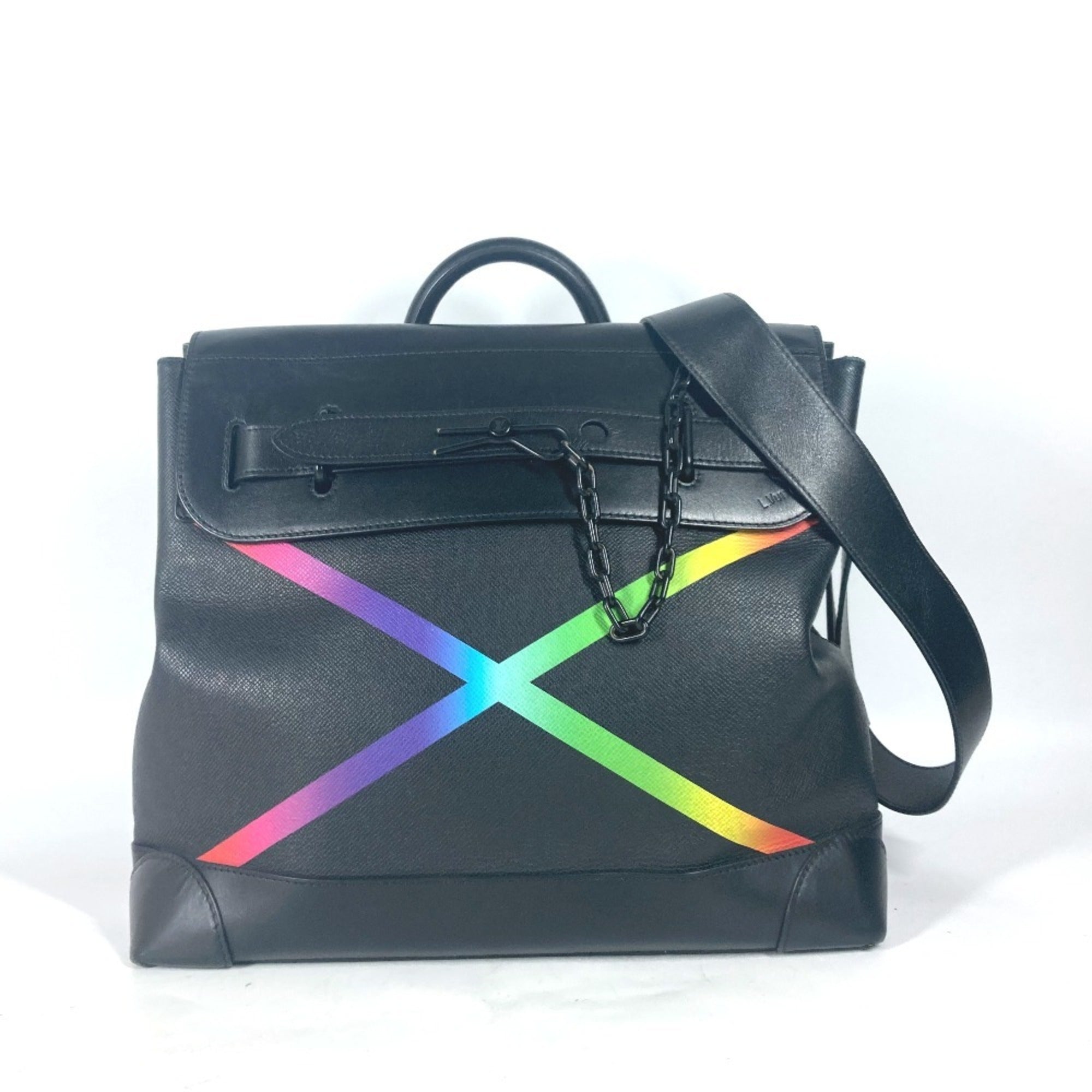 Louis Vuitton Black Taiga Leather Handbag Shoulder Bag (Pre-Owned)