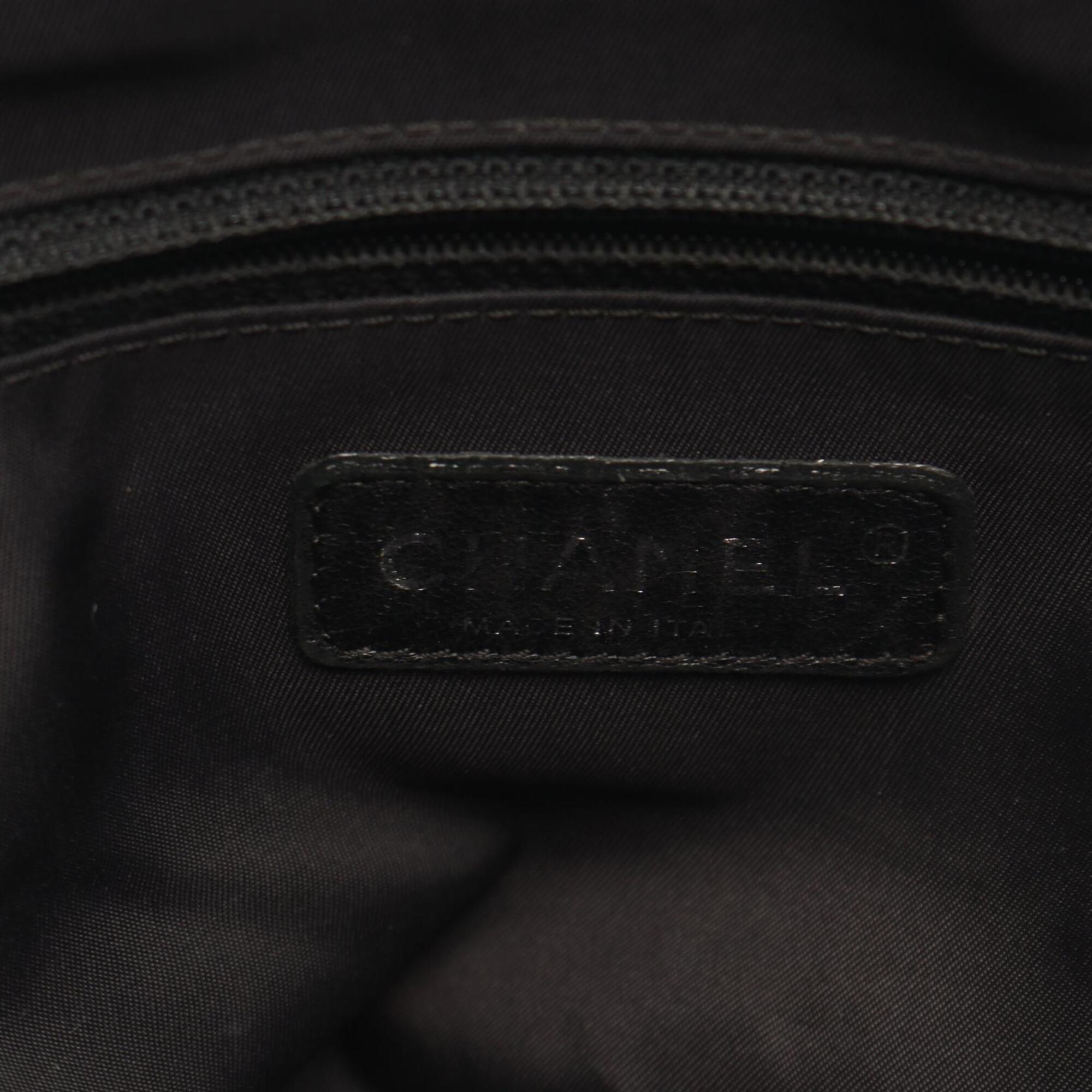 Chanel Black Coated Canvas Leather Handbag Tote Bag (Pre-Owned)