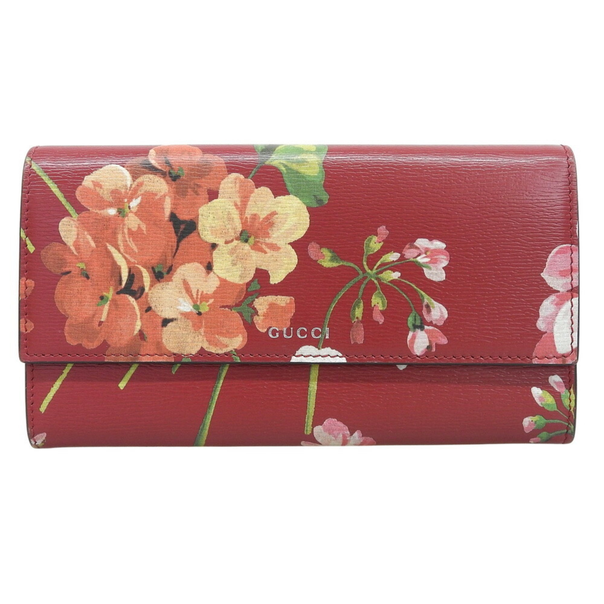 Gucci Red Color Leather Long Wallet (Bi-Fold) (Pre-Owned)