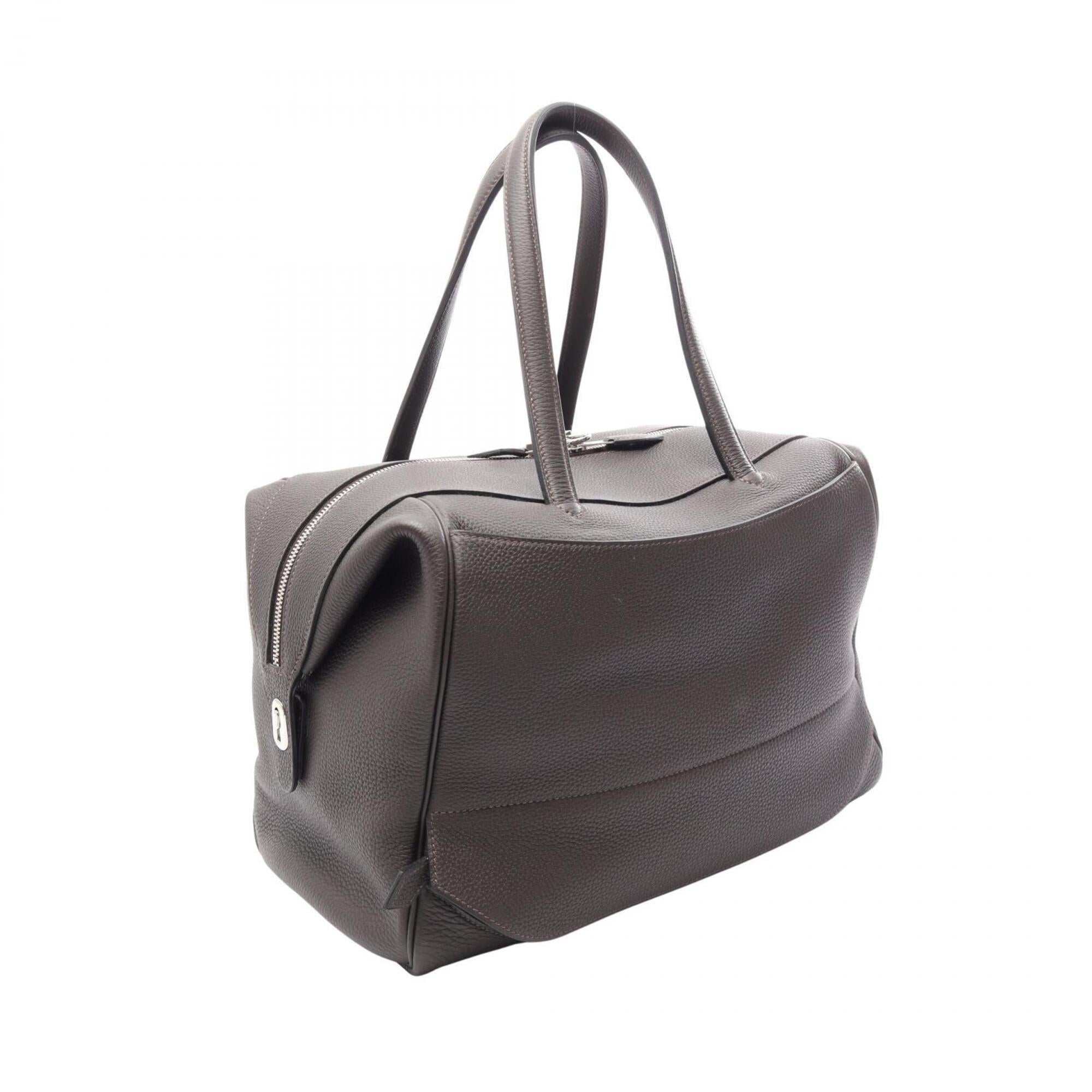 Hermes Brown Leather Boston Bag Handbag (Pre-Owned)