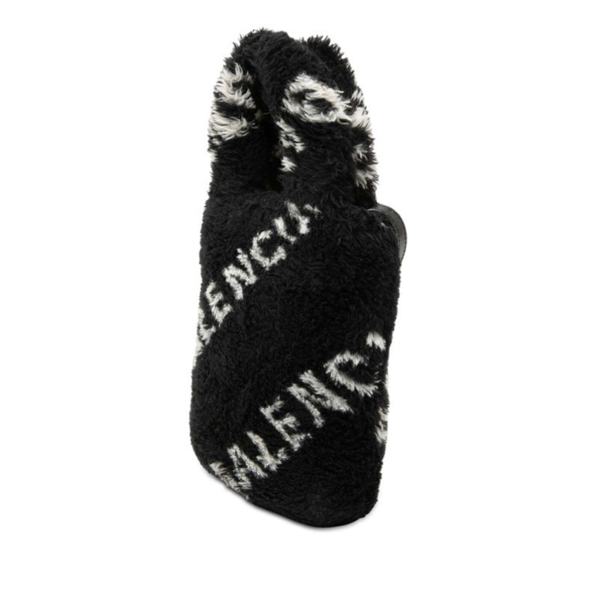 Balenciaga Black Faux Fur Handbag Shoulder Bag (Pre-Owned)