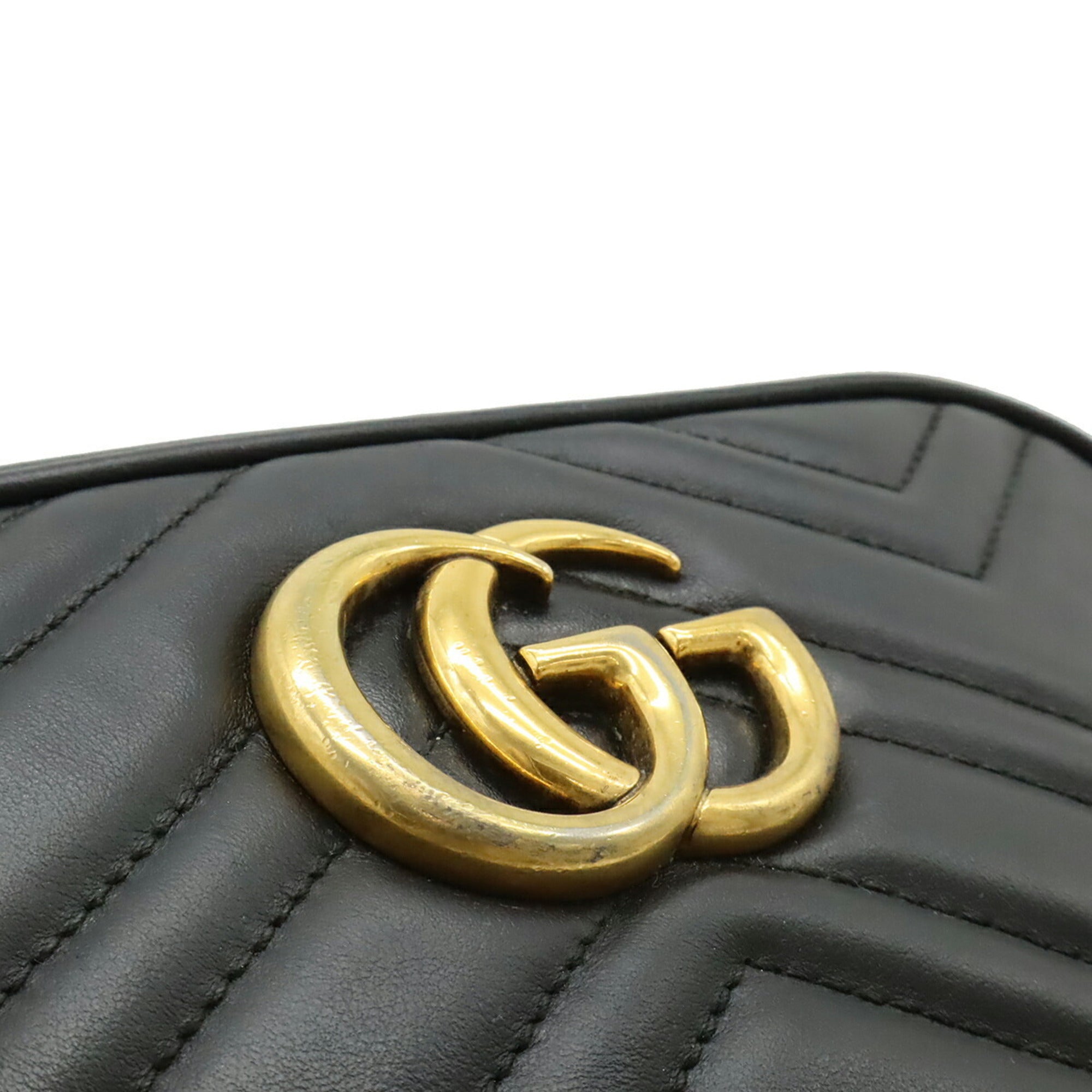 Gucci Gg Marmont Black Leather Shoulder Bag (Pre-Owned)