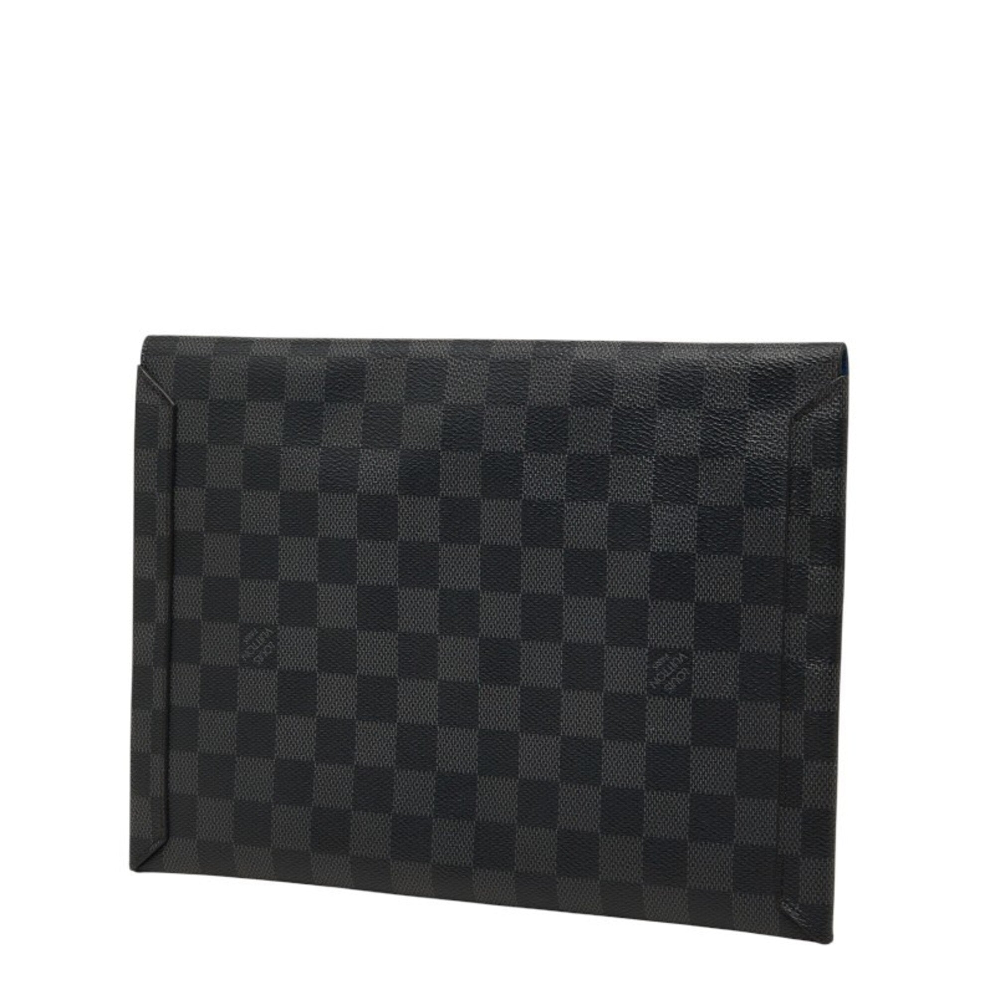 Louis Vuitton Black Leather Clutch Bag Pouch (Pre-Owned)