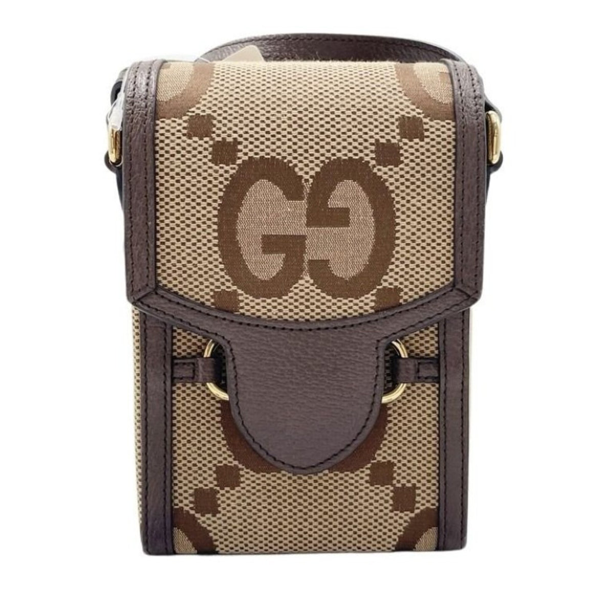 Gucci Beige Brown Canvas Shoulder Bag (Pre-Owned)