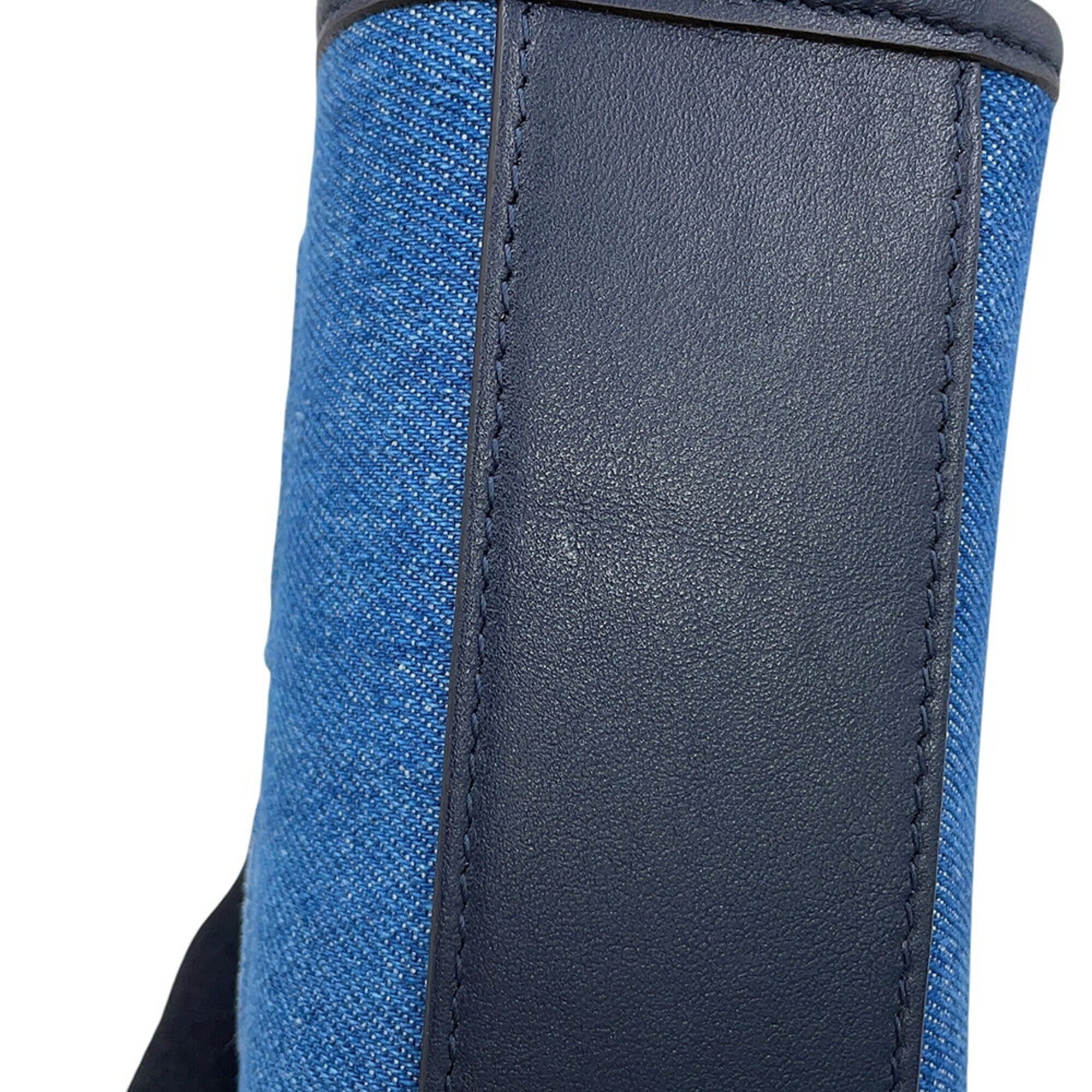 Jimmy Choo Blue Navy Canvas Leather Handbag Shoulder Bag (Pre-Owned)