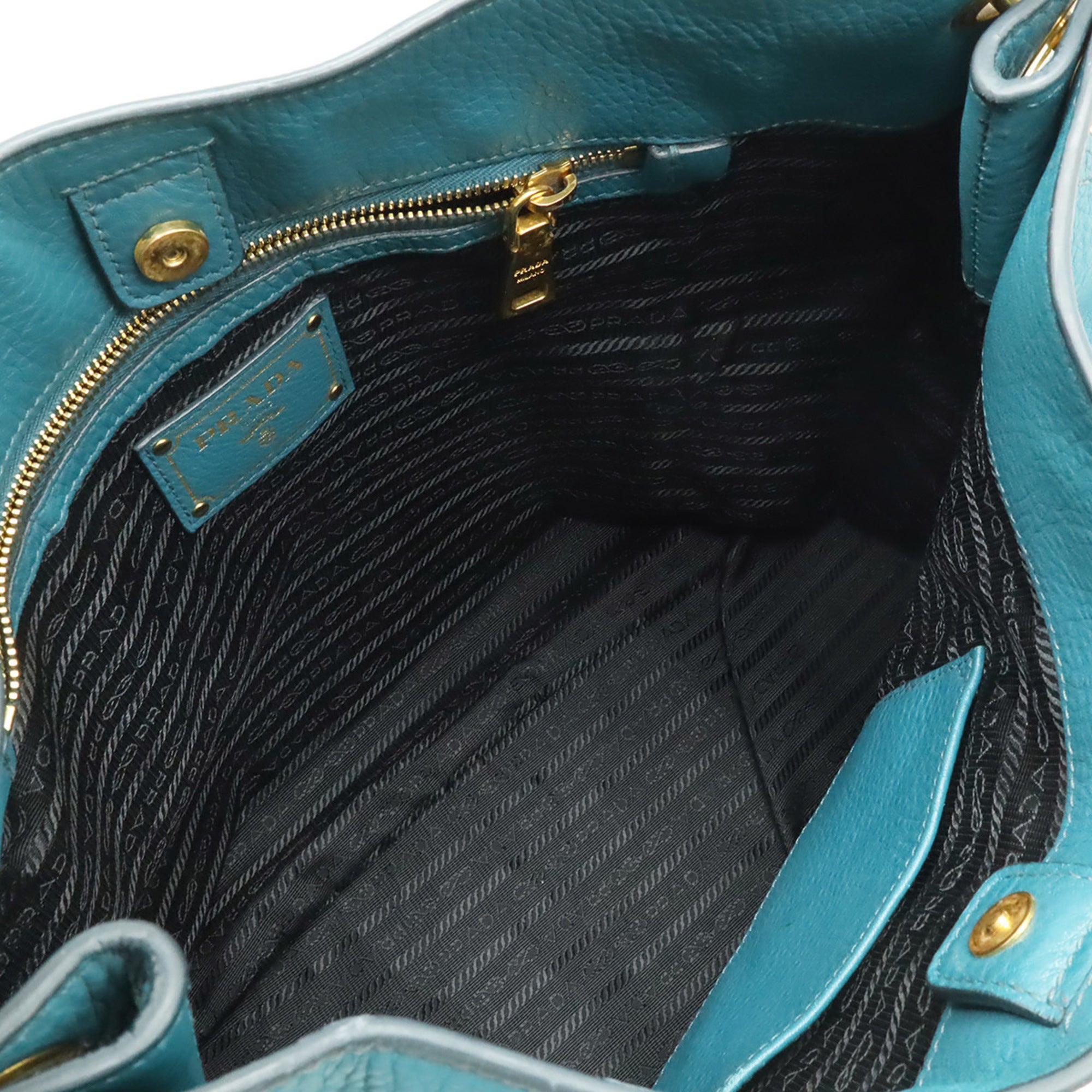 Prada Green Leather Handbag Shoulder Bag (Pre-Owned)