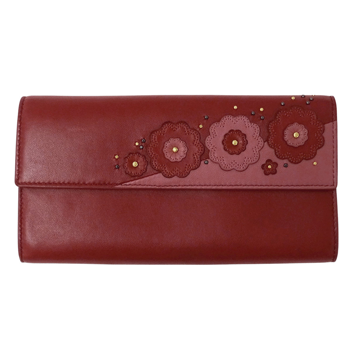 Bottega Veneta Pink Red Color Leather Long Wallet (Bi-Fold) (Pre-Owned)