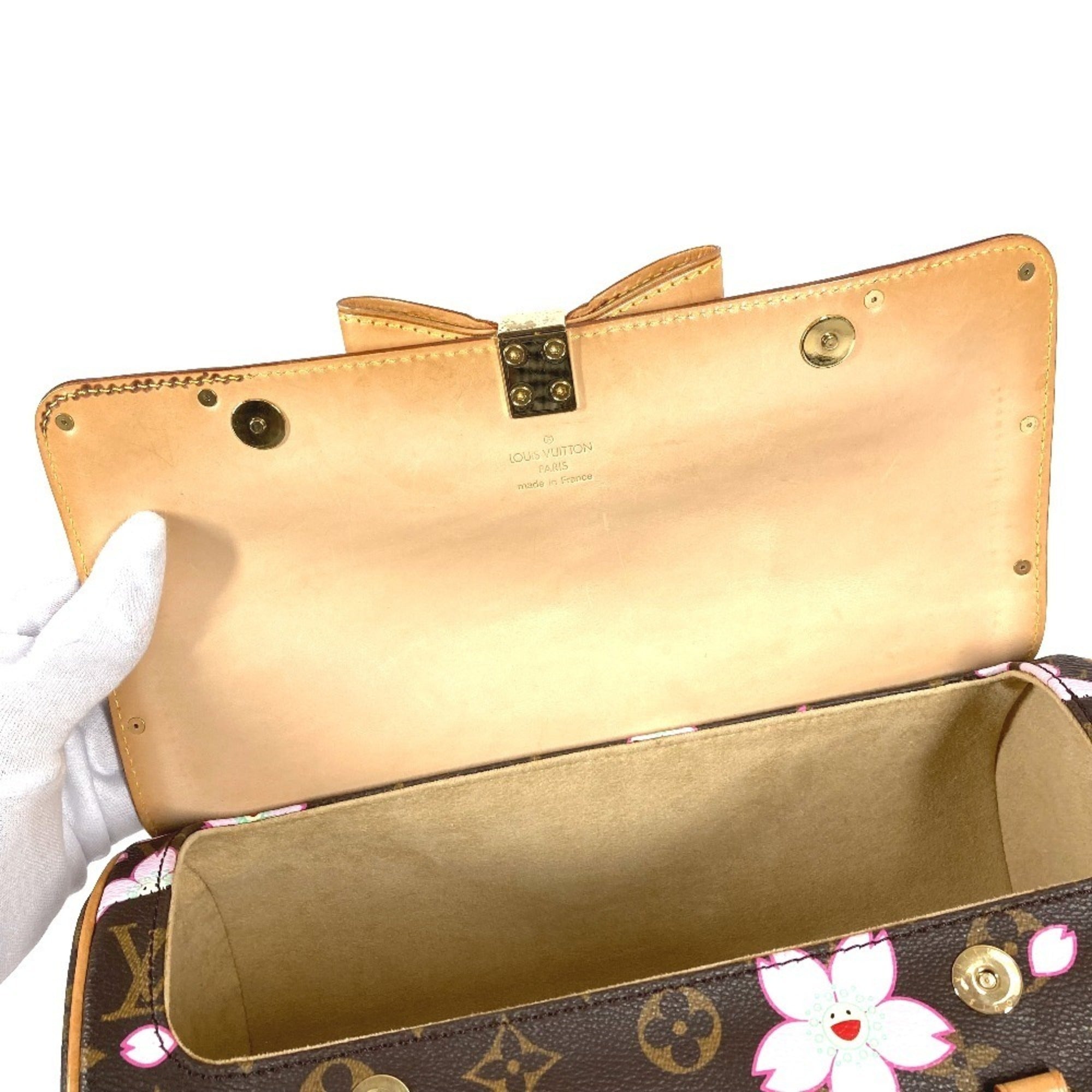Louis Vuitton Brown Pink Monogram Cherry Blossom Handbag Shoulder Bag Tote Bag (Pre-Owned)