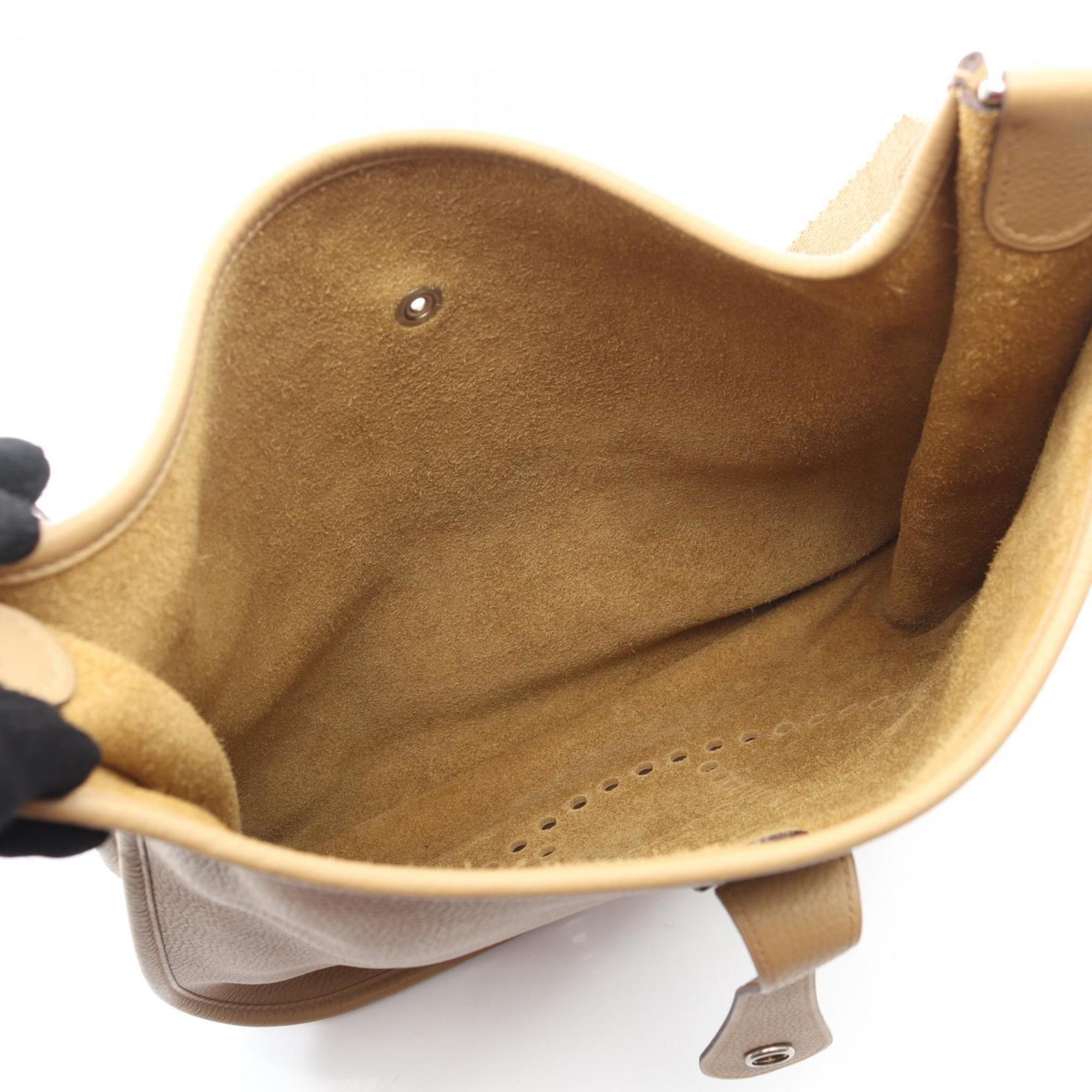 Hermes Beige Taurillon Clemence Leather Shoulder Bag (Pre-Owned)